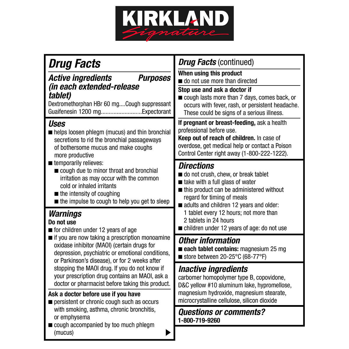Kirkland Signature Mucus DM Maximum Strength, 84 Tablets