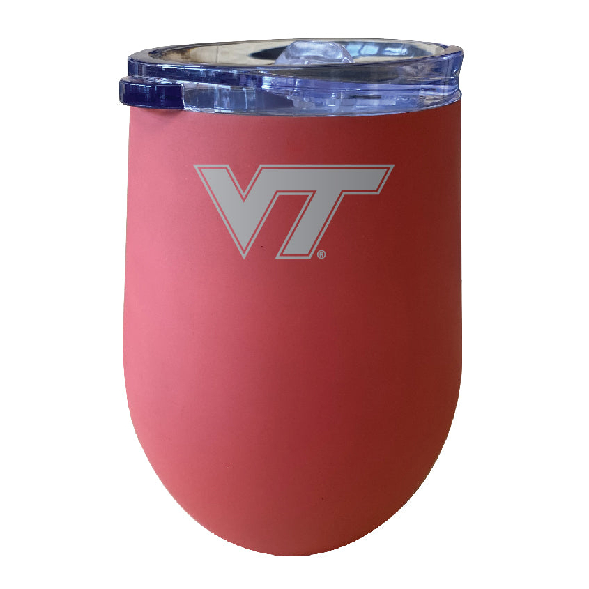 Virginia Tech Hokies 12 Oz Etched Insulated Wine Stainless Steel Tumbler - Choose Your Color - Coral