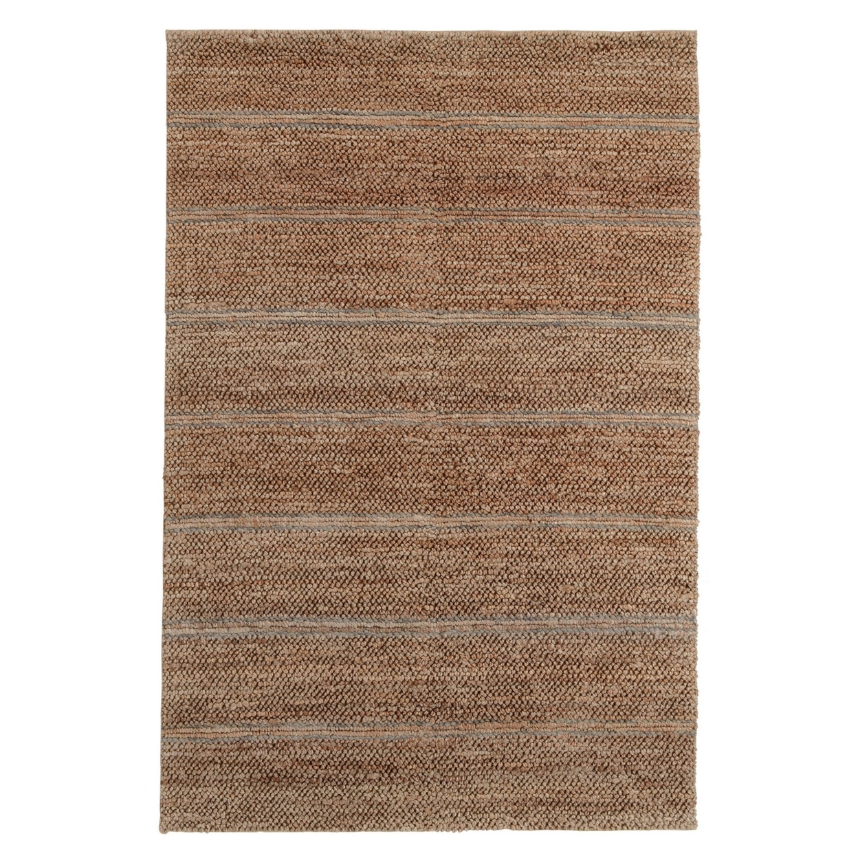 Ritzen 8 X 10 Transitional Brown Area Rug, Handwoven, Gray Stripe Pattern- Saltoro Sherpi