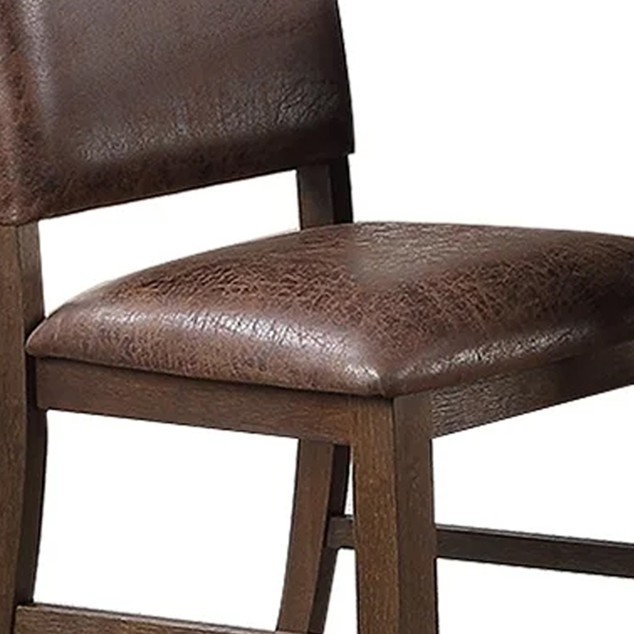 Maci 25 Inch Dining Chair, Set Of 2, Nailhead Trim, Faux Leather, Brown