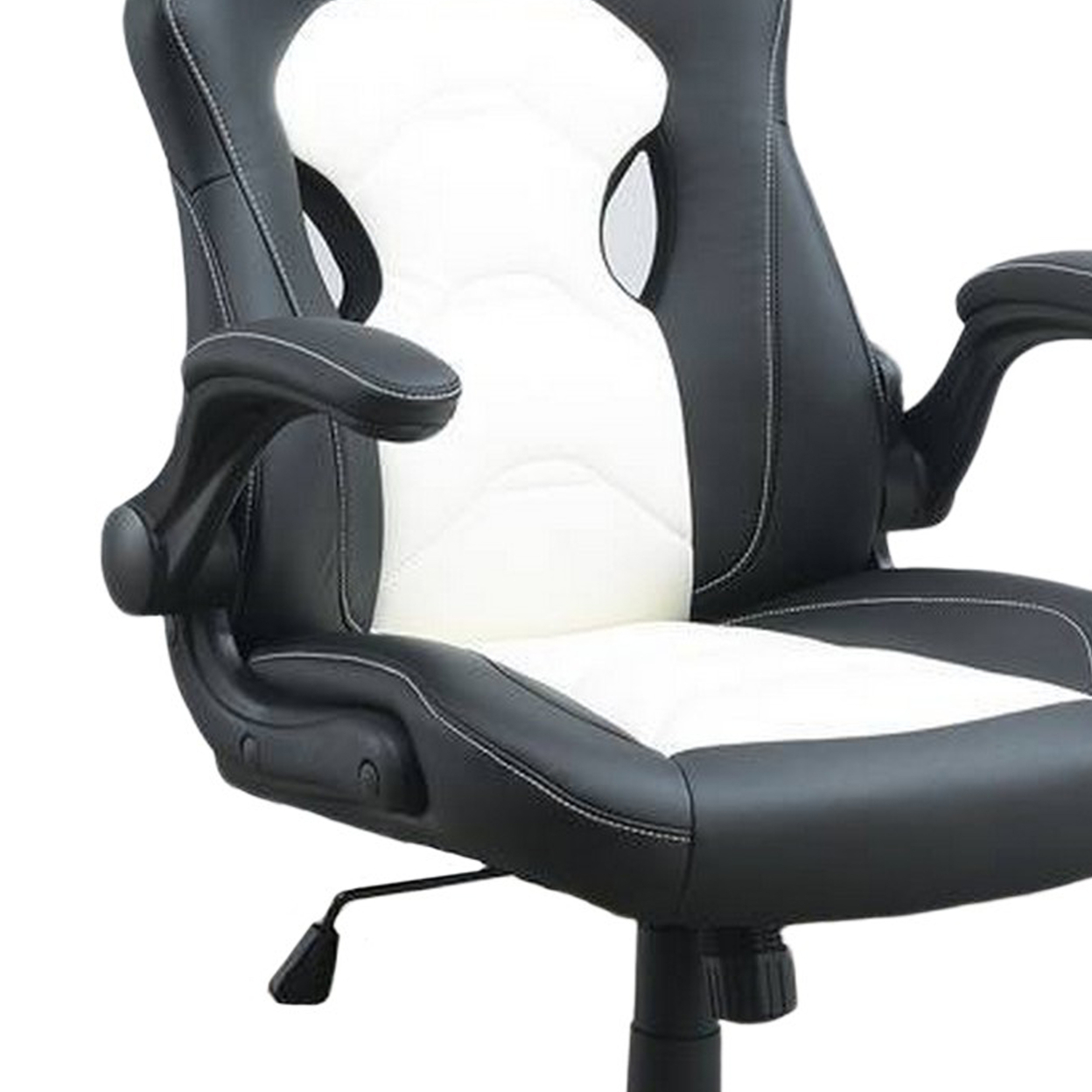 42 Inch Swivel Office Gaming Chair, Adjustable, Faux Leather, Black, White