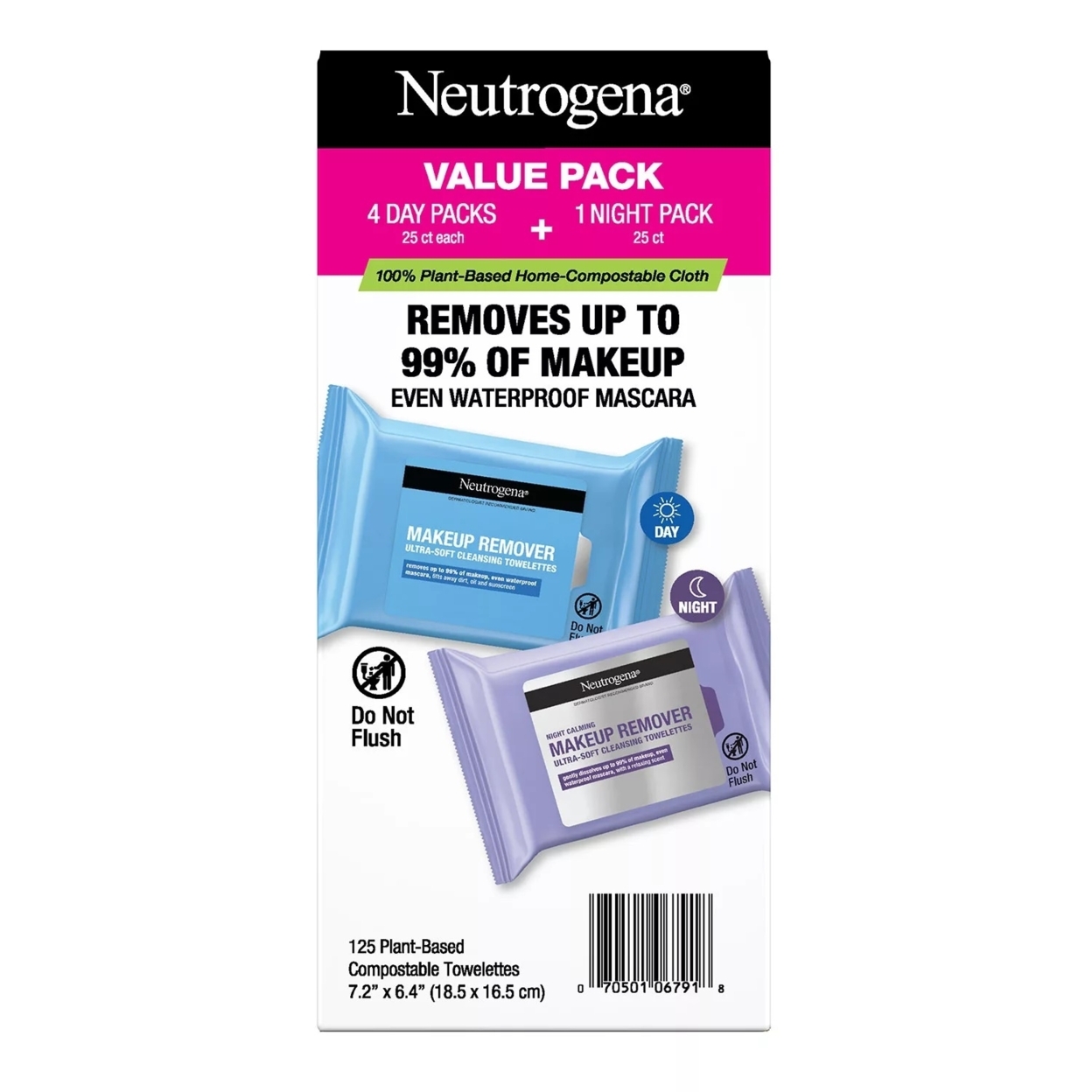Neutrogena Makeup Remover & Night Calming Cleansing Towelettes (125 Count)