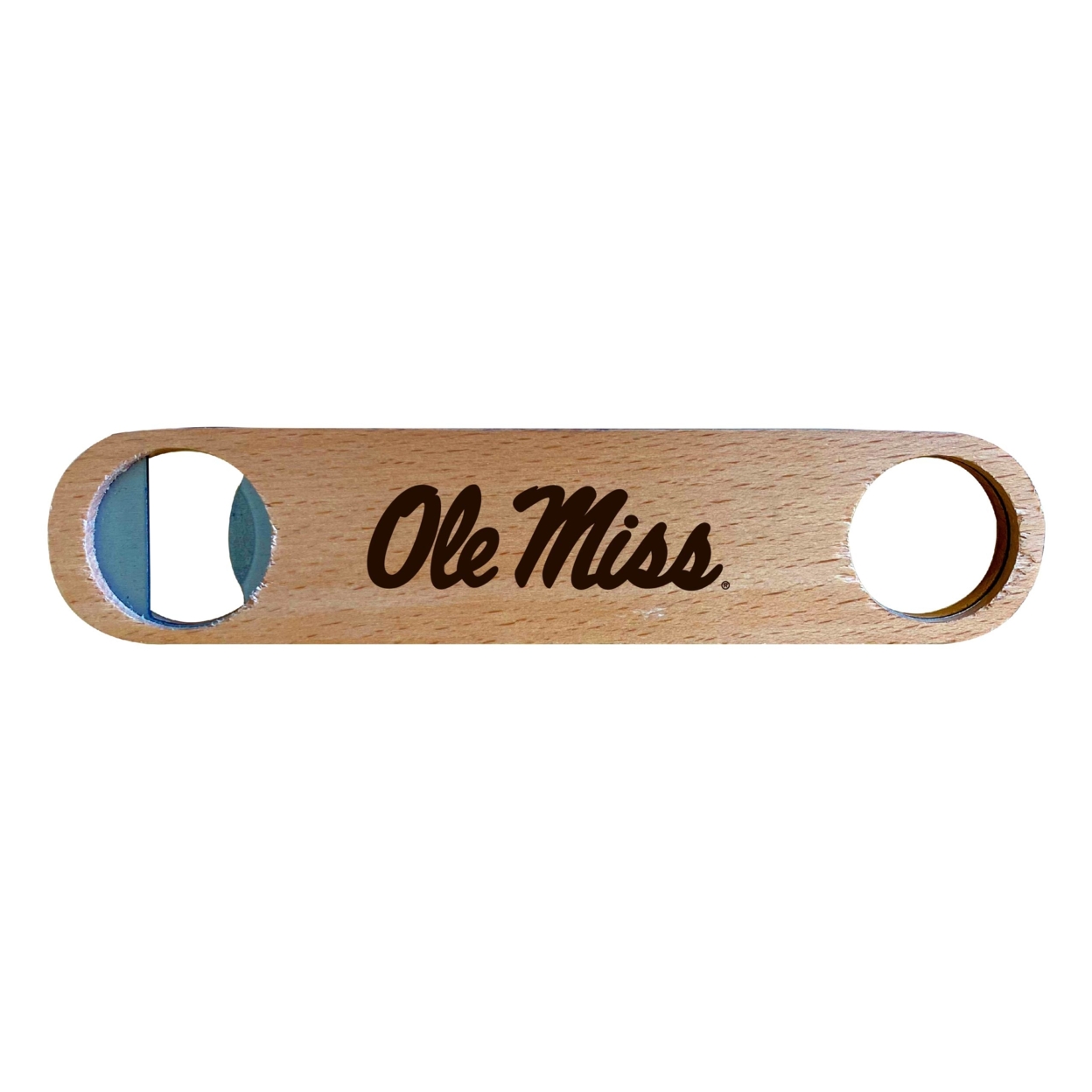 Mississippi Rebels Ole Miss Laser Etched Wooden Bottle Opener College Logo Design