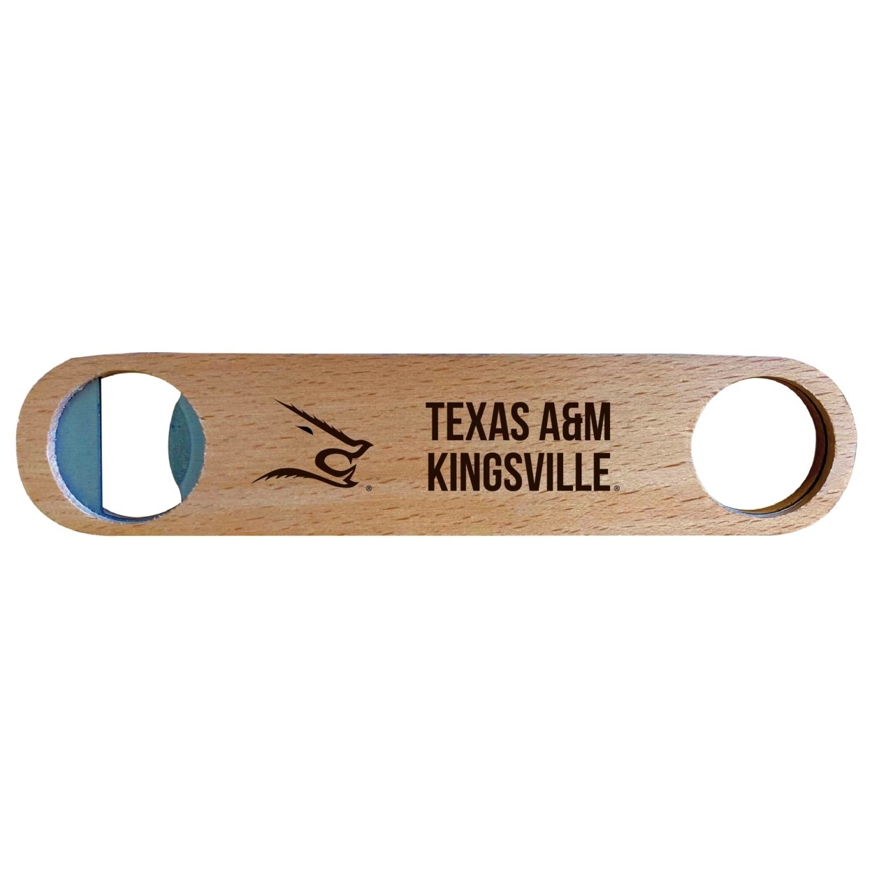 Texas A&M Kingsville Javelinas Laser Etched Wooden Bottle Opener College Logo Design