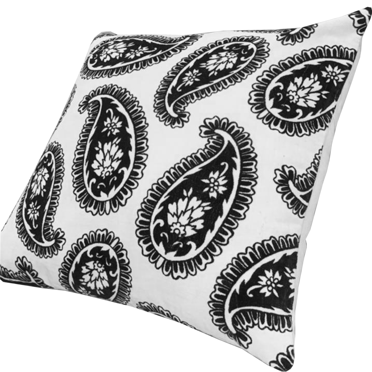 20 X 20 Square Accent Throw Pillows, Paisley Print, Set Of 2, Black, White