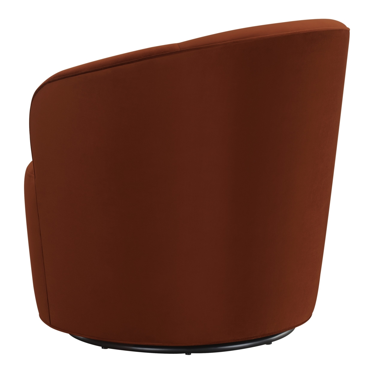 30 Inch Swivel Accent Chair, Padded Barrel Style, Burnished Orange Velvet- Saltoro Sherpi