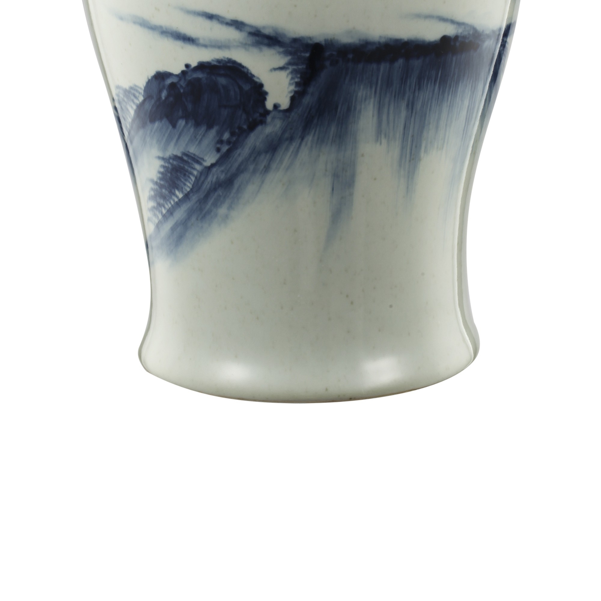 Ceramic Windswept Ginger Jar In White And Blue- Saltoro Sherpi