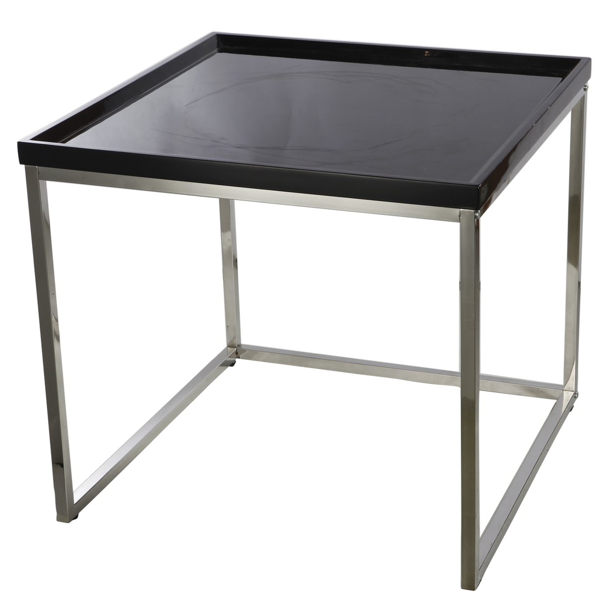 MDF Top Side Table With Metal Base, Black & Silver- Saltoro Sherpi