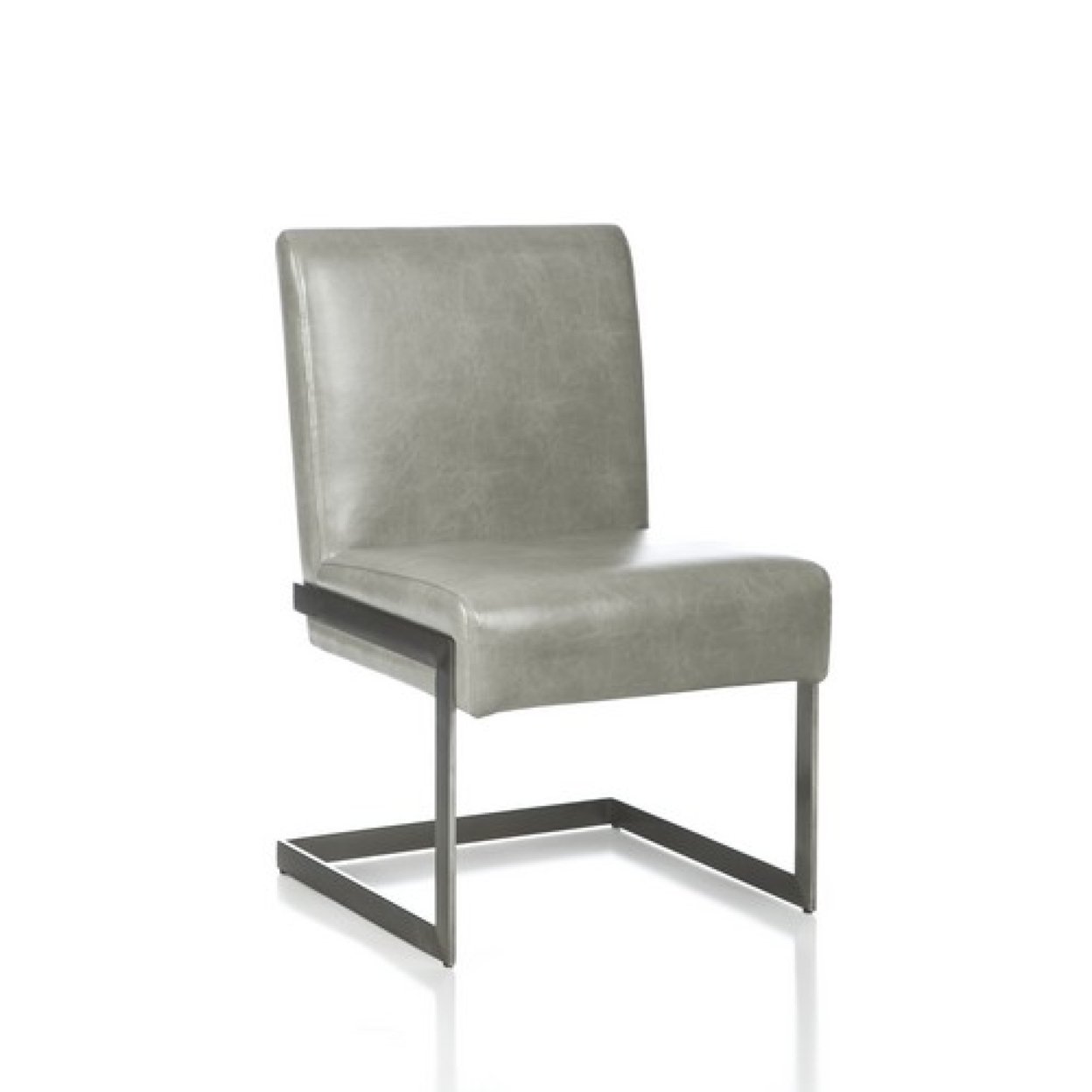 Leatherette Upholstered With Dining Chair With Cantilever Base, Gray- Saltoro Sherpi