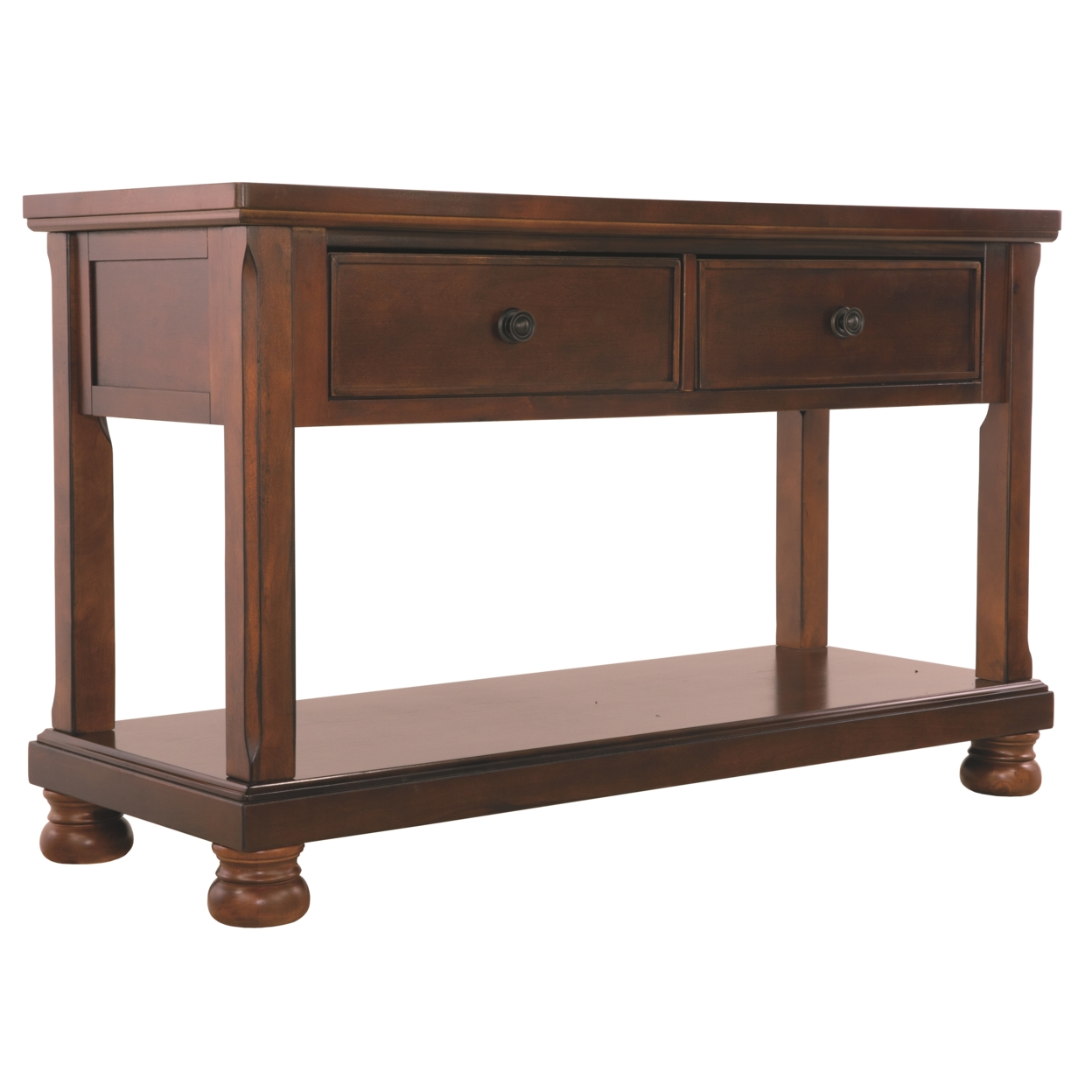 Wooden Console Table With Bun Feet And Storage Space, Brown- Saltoro Sherpi