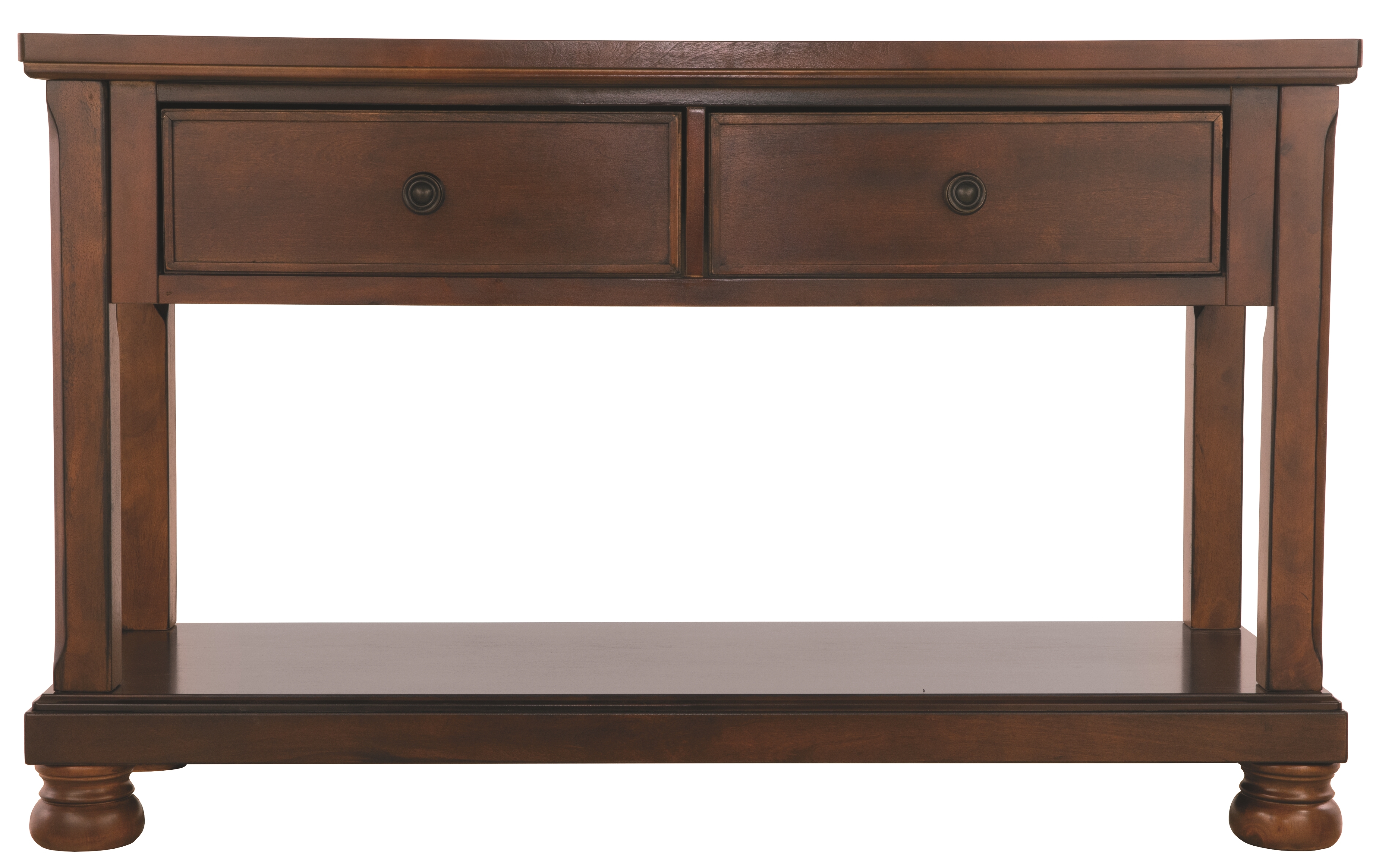 Wooden Console Table With Bun Feet And Storage Space, Brown- Saltoro Sherpi
