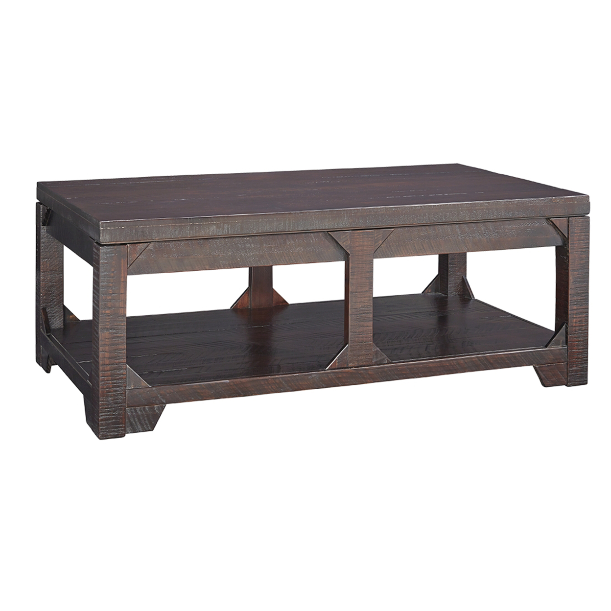 Wooden Lift Top Coffee Table With One Open Shelf, Brown- Saltoro Sherpi