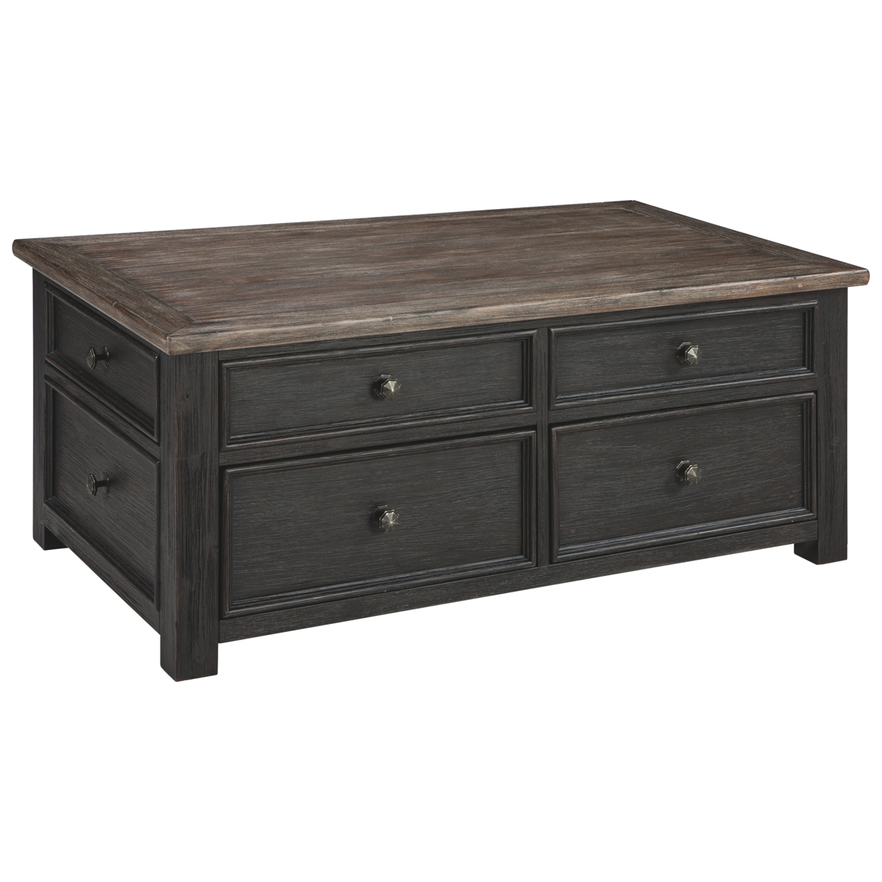 Wooden Lift Top Coffee Table With Drawers And Caster, Black And Brown- Saltoro Sherpi