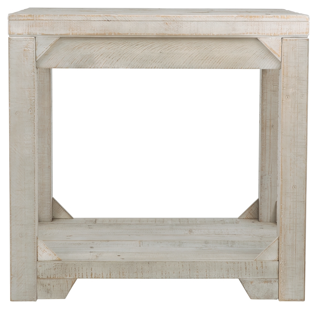 Farmhouse Style Wooden End Table With Plank Design Open Shelf, White- Saltoro Sherpi