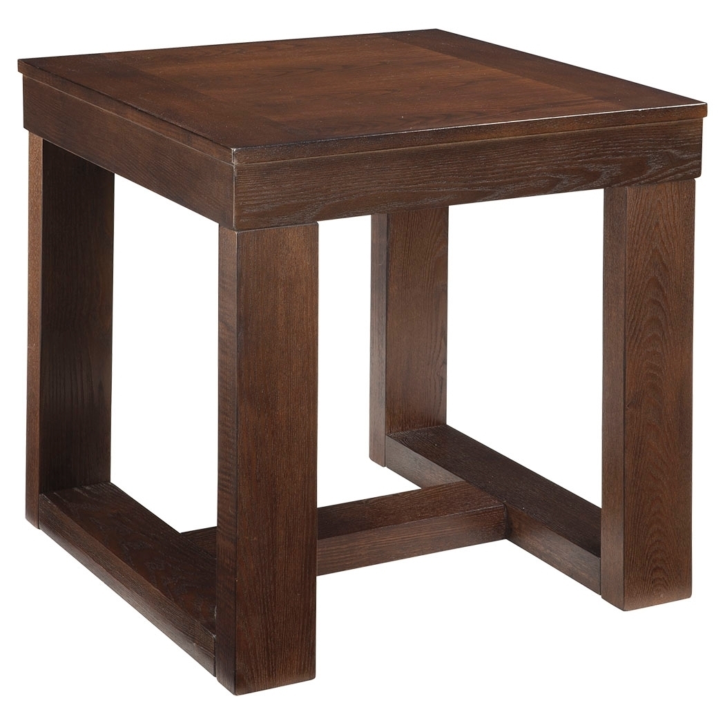 Wooden End Table With Sled Style Base, Brown- Saltoro Sherpi