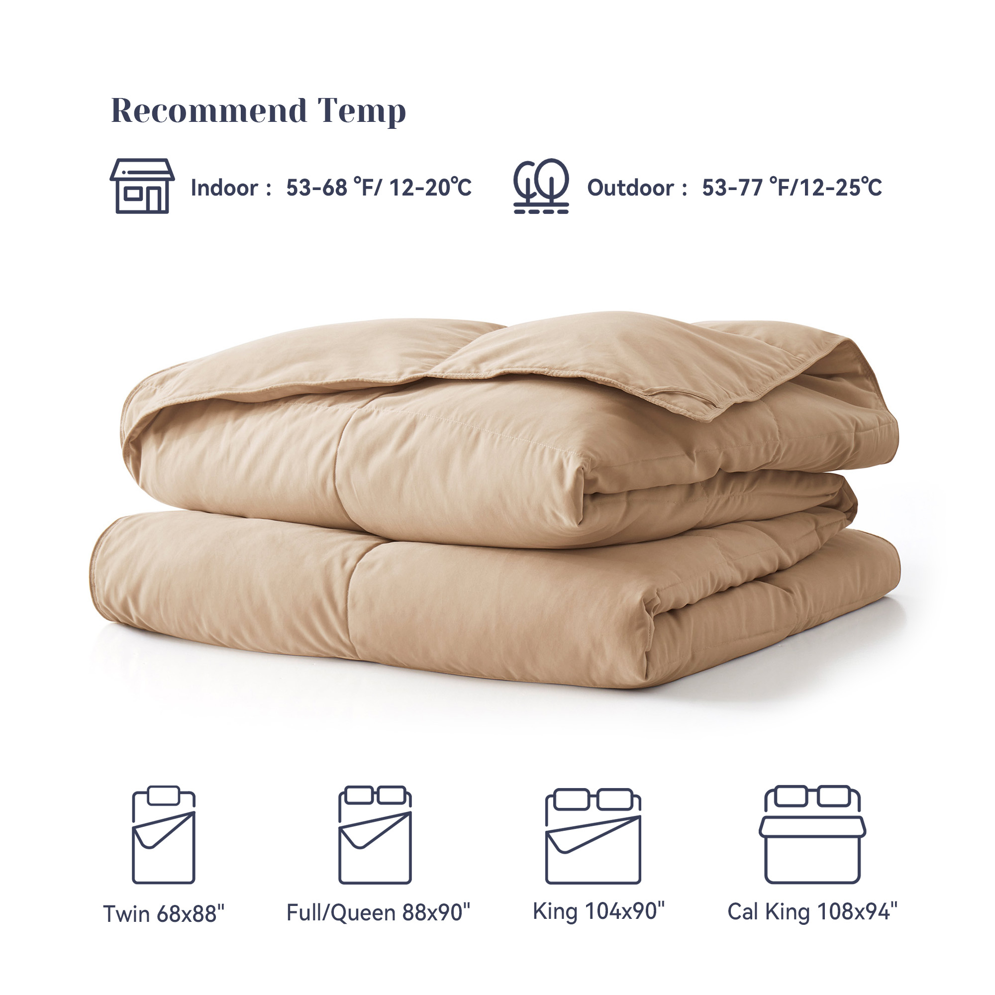 Ultra Soft Lightweight White Goose Down Feather Fiber Comforter, Summer Comforter, Ginger Root, King Size