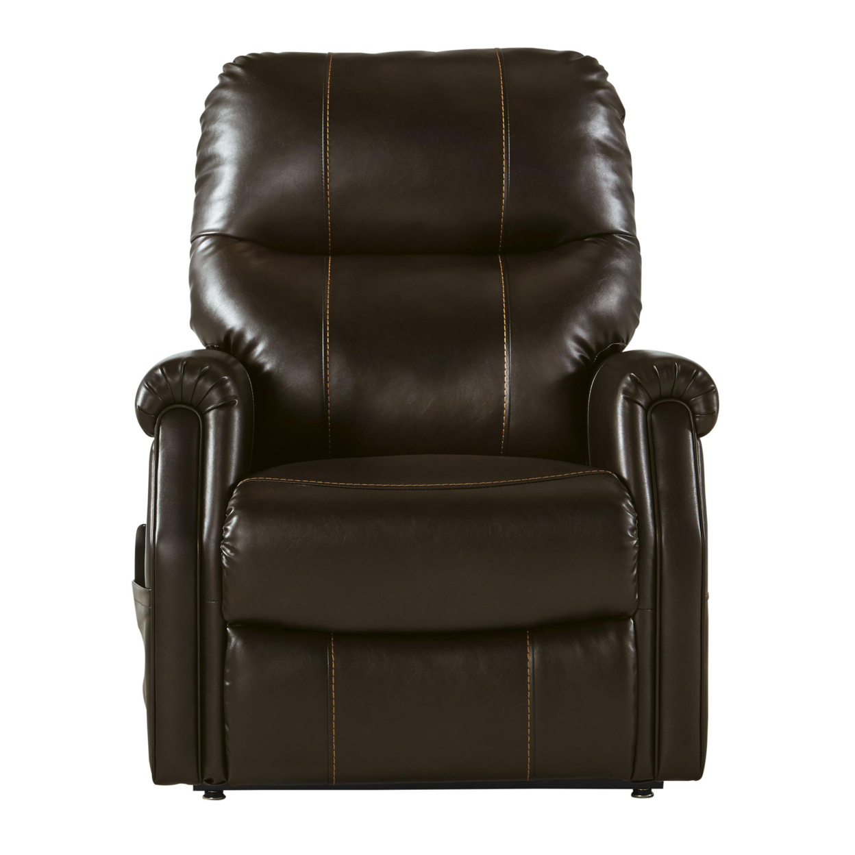 Leatherette Metal Frame Power Lift Recliner With Tufted Back, Brown- Saltoro Sherpi