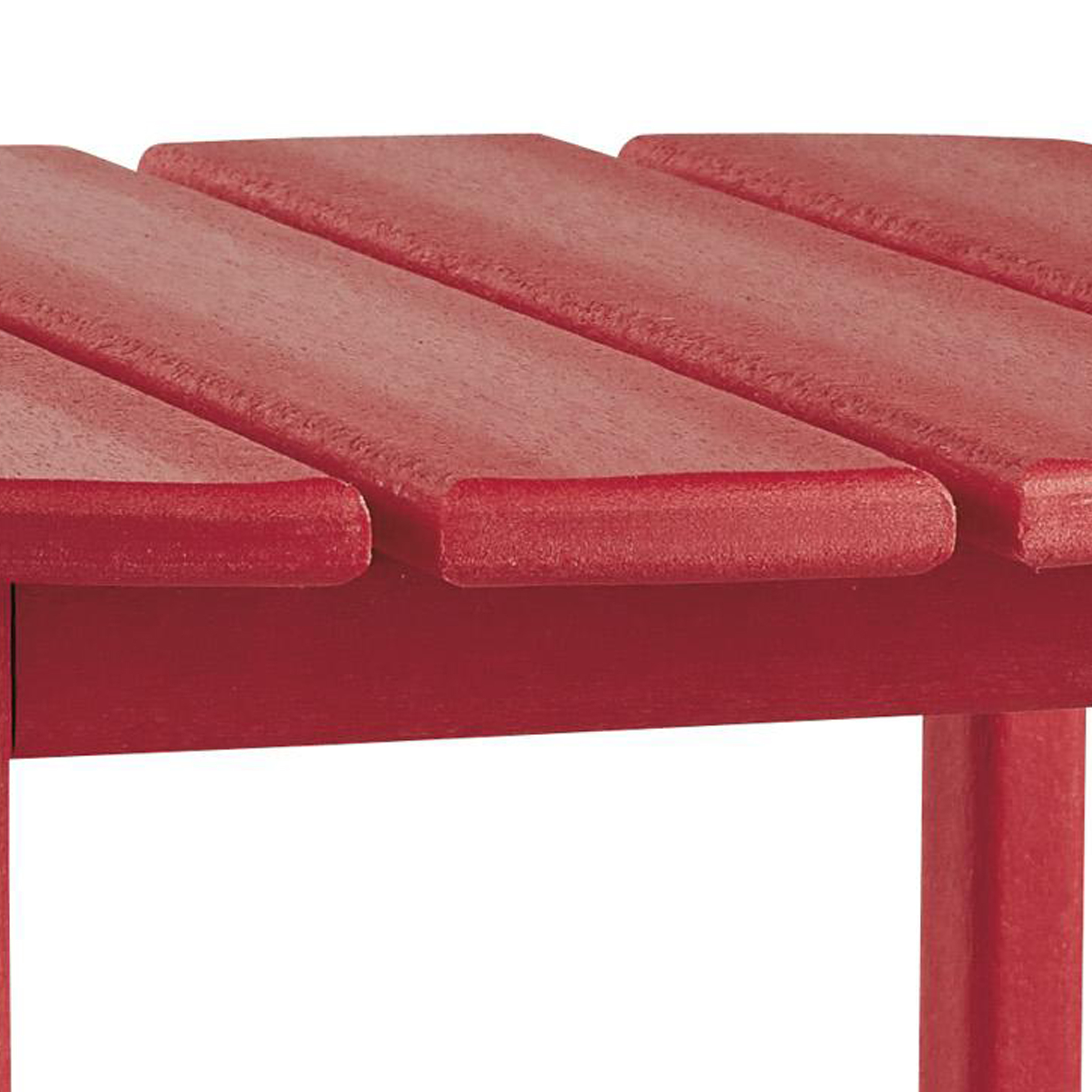 Slatted Rectangular Hard Plastic End Table With Straight Legs, Red- Saltoro Sherpi