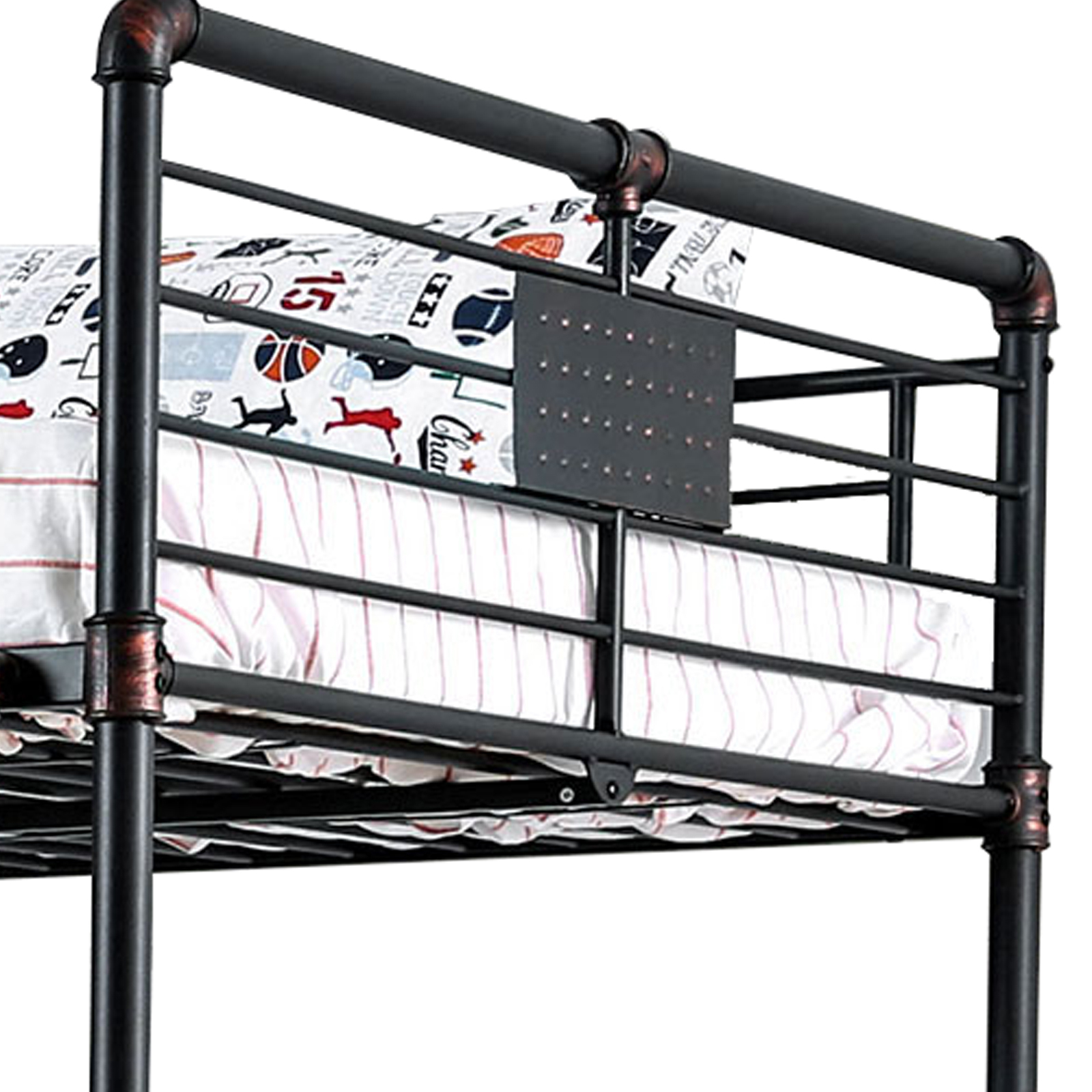 Metal Full Over Full Bunk Bed With Plumbing Pipe Ornaments, Black- Saltoro Sherpi