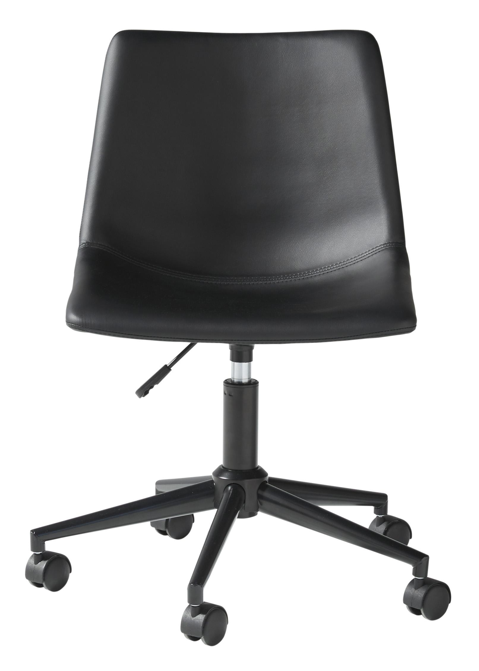 Faux Leather Upholstered Metal Base Swivel Chair, Black- Saltoro Sherpi
