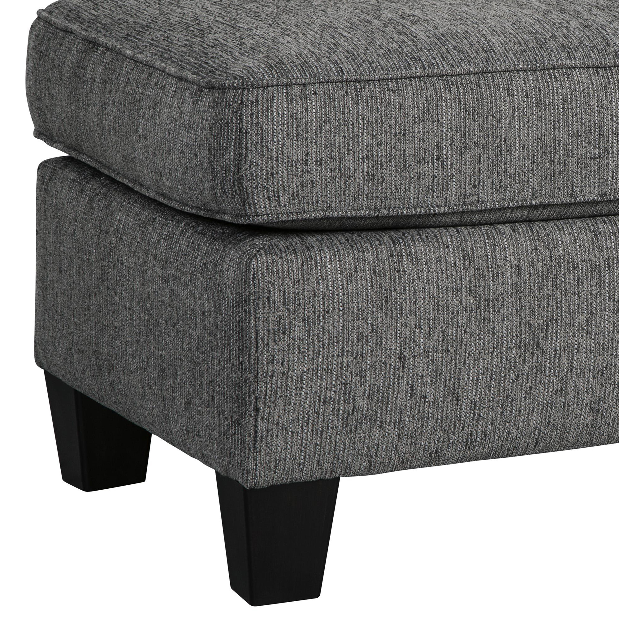 Square Wooden Ottoman With Textured Upholstery And Tapered Legs, Gray- Saltoro Sherpi