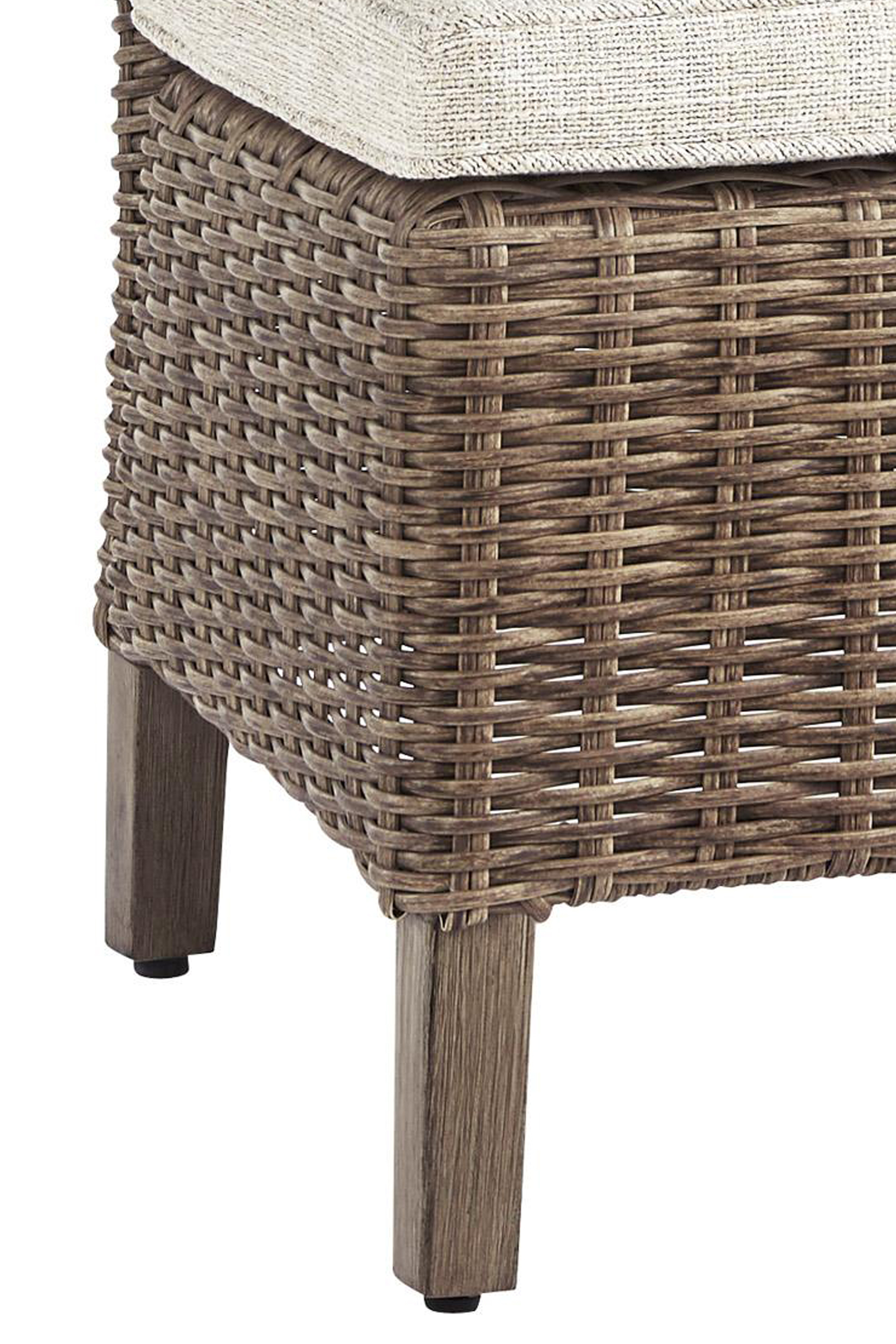 Aluminum Frame Side Chair With Handwoven Wicker, Set Of 2, Brown And Beige- Saltoro Sherpi