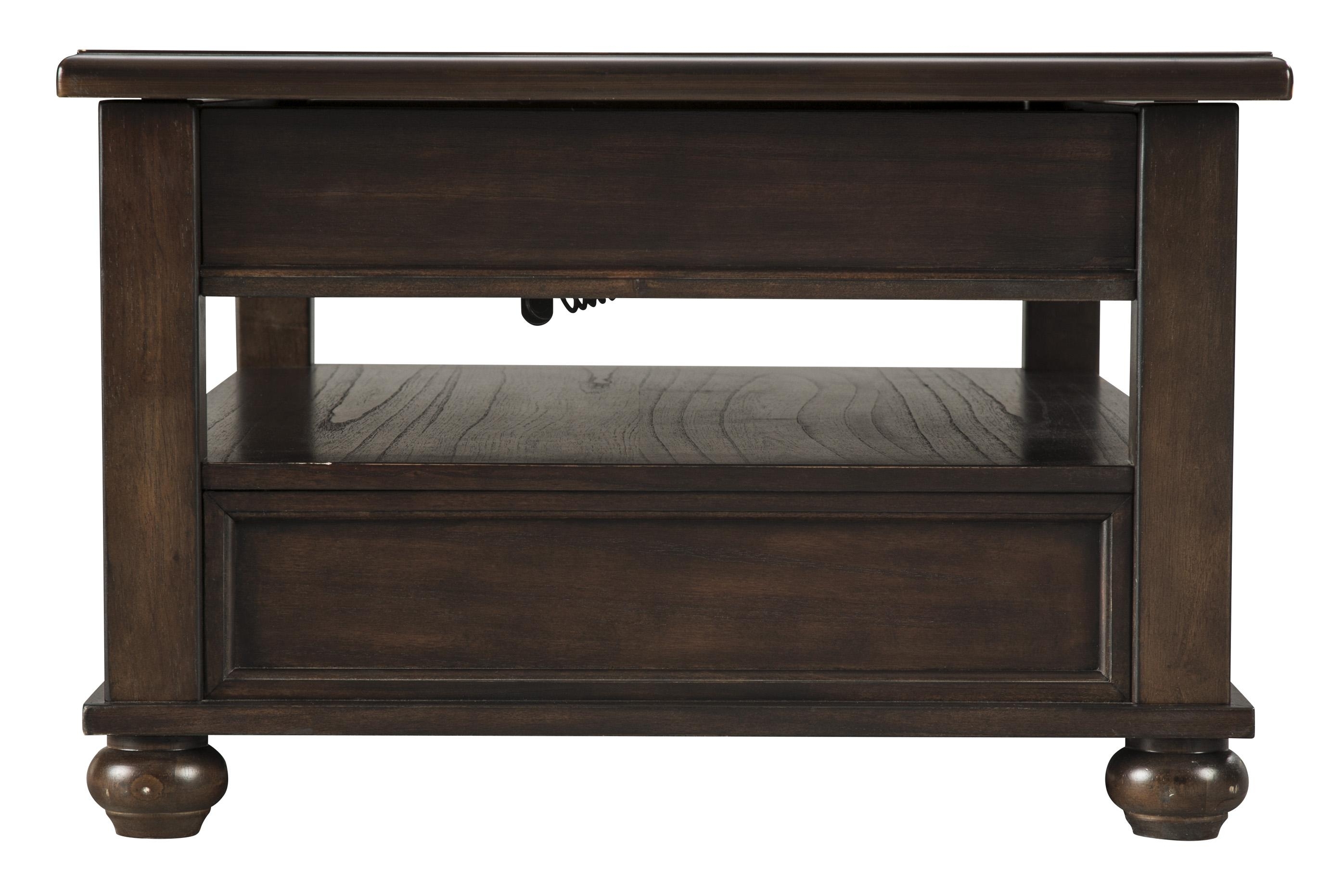 Wooden Lift Top Cocktail Table With 1 Drawer And Open Compartment, Brown- Saltoro Sherpi