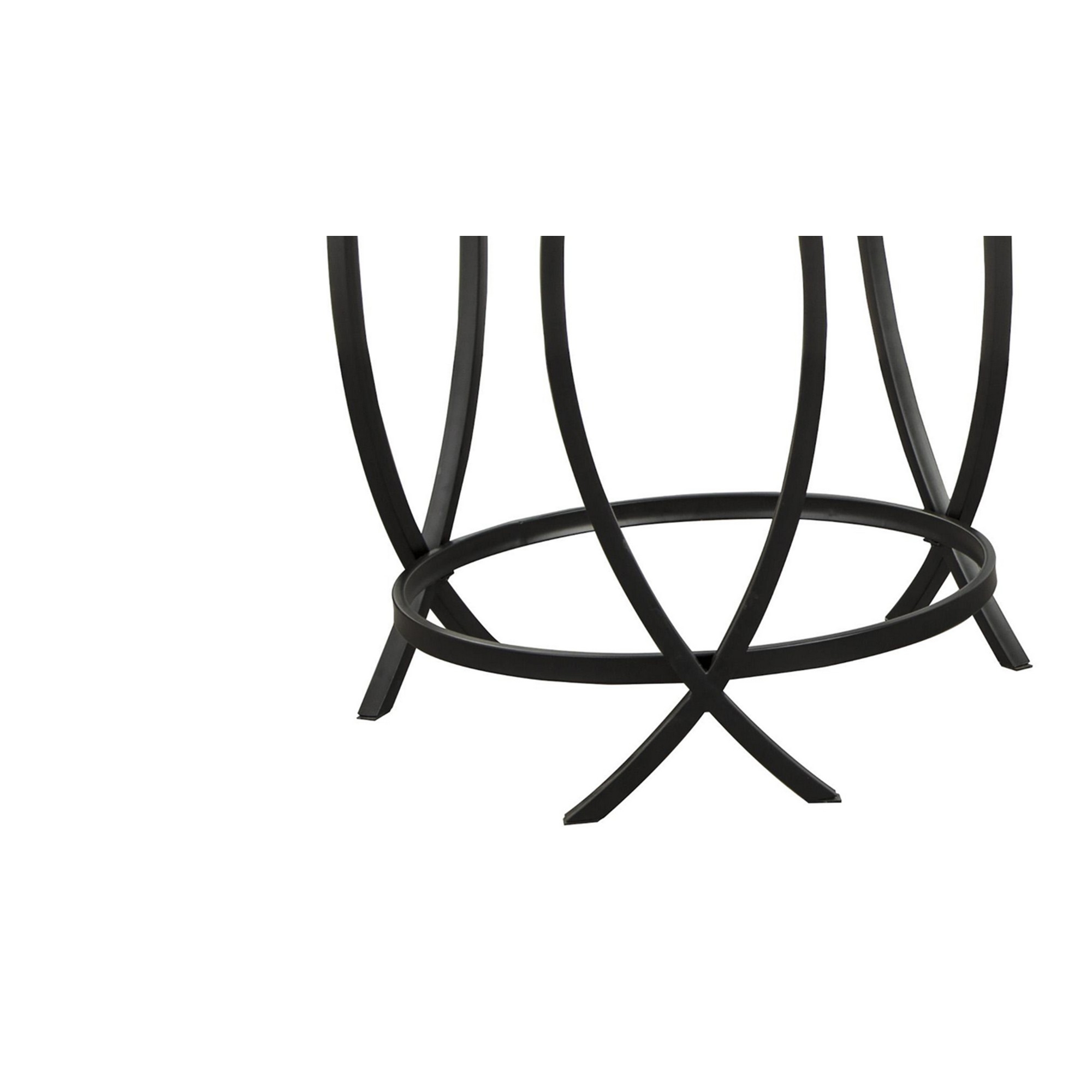 Contemporary Round Table Set With Glass Top And Geometric Metal Body, Black- Saltoro Sherpi
