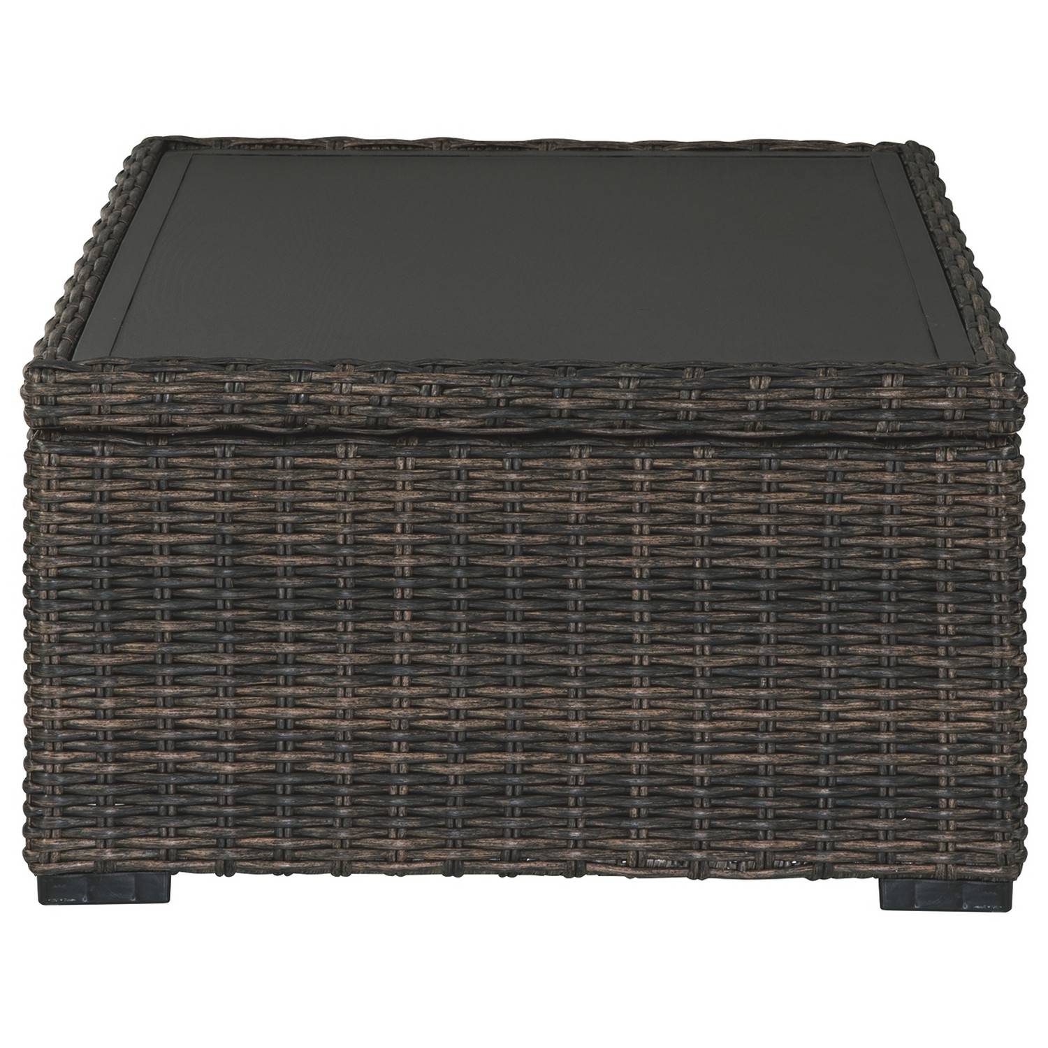Wicker Woven Aluminum Frame Cocktail Table With Open Shelf, Brown And Black- Saltoro Sherpi