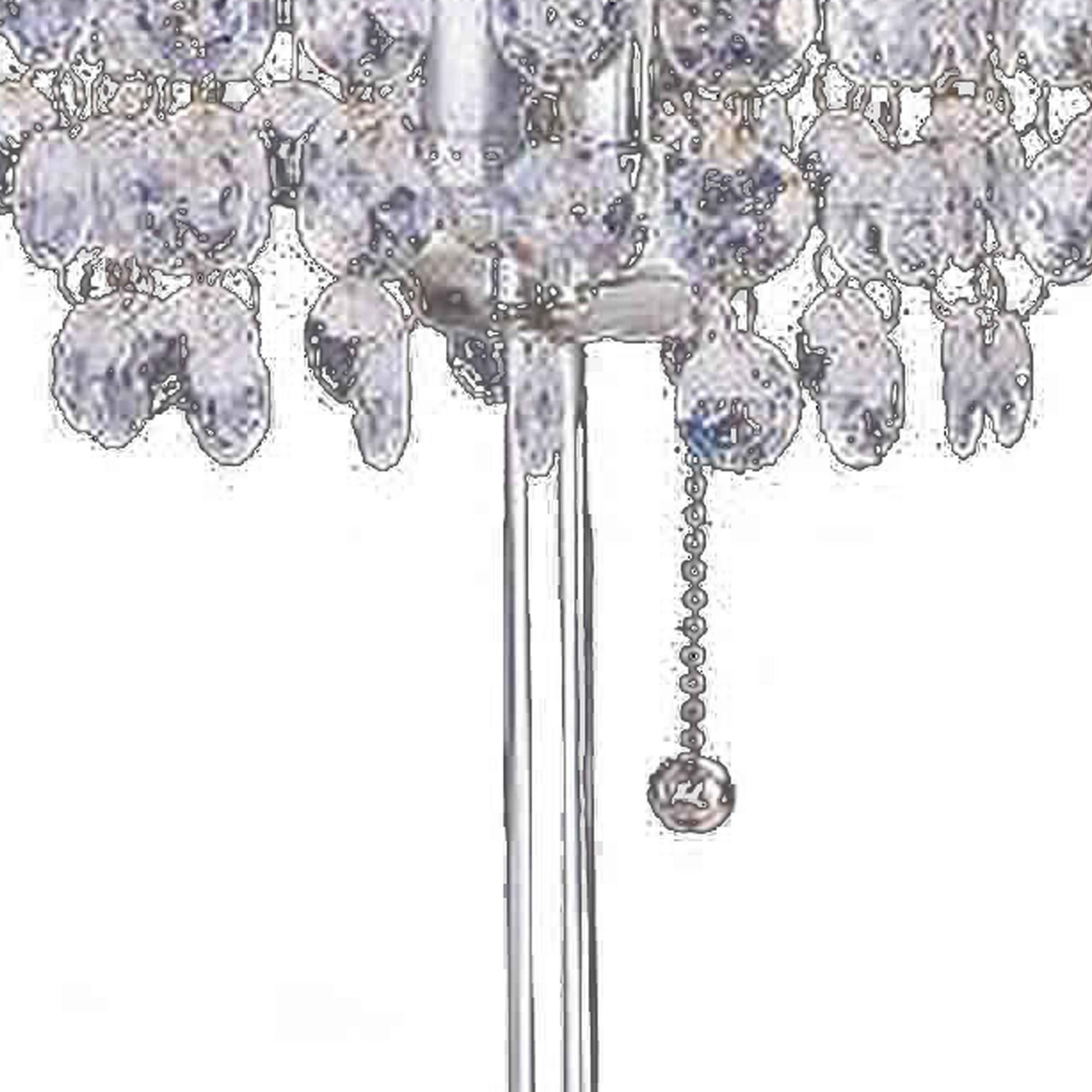 Chandelier Crystal Accented Table Lamp With Tubular Frame, Chrome And Clear- Saltoro Sherpi