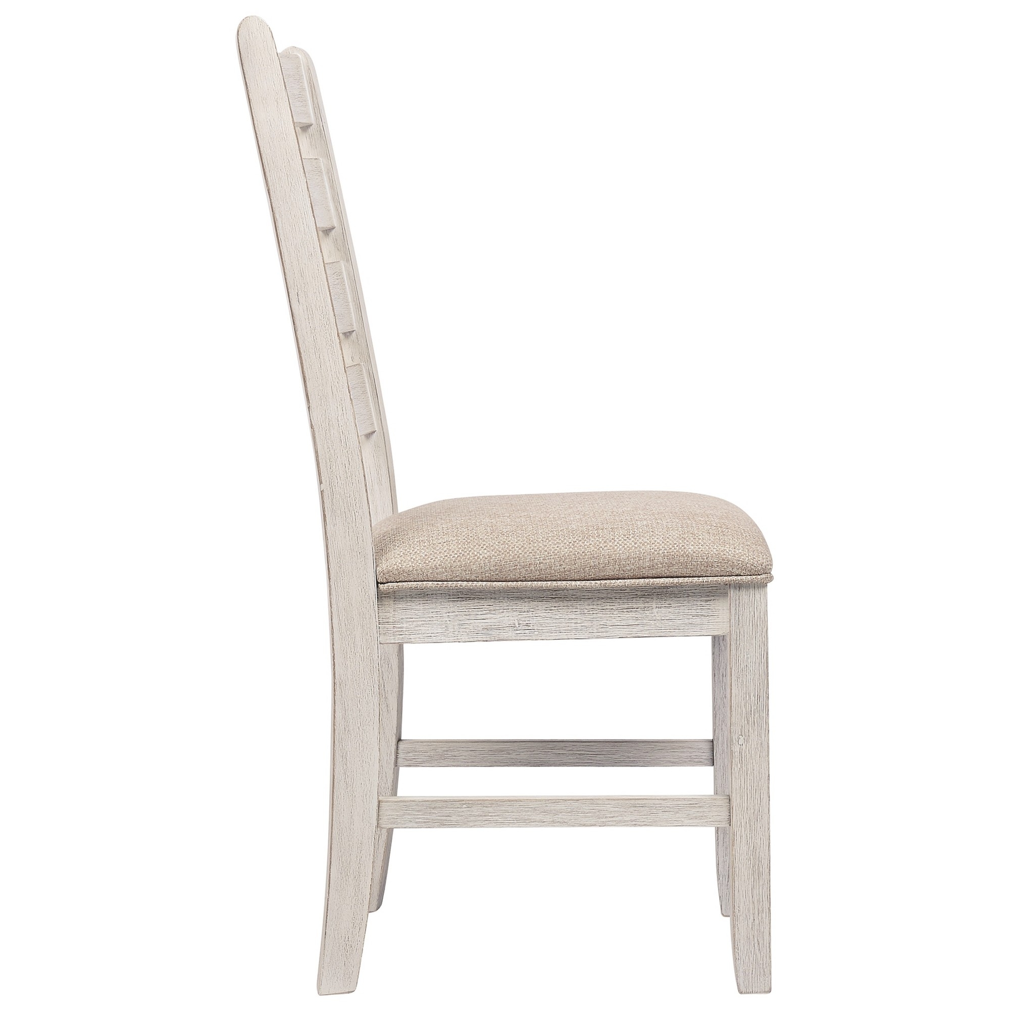 Fabric Dining Side Chair With Ladder Back, Set Of 2, White And Brown- Saltoro Sherpi