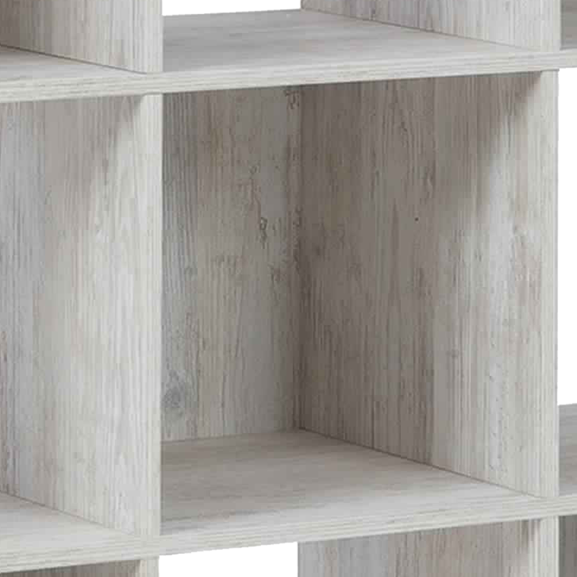 9 Cube Wooden Organizer With Grain Details, Washed White- Saltoro Sherpi