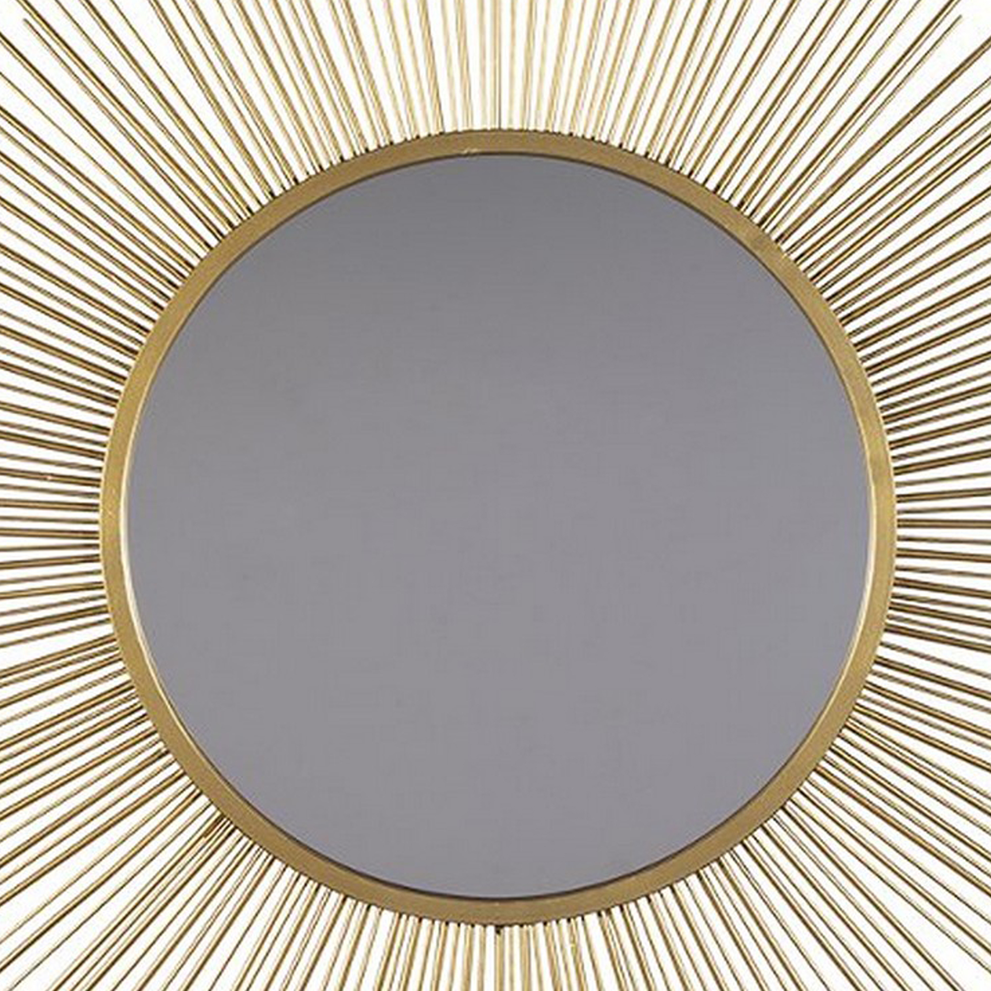 Round Accent Mirror With Sunburst Design, Gold And Silver- Saltoro Sherpi