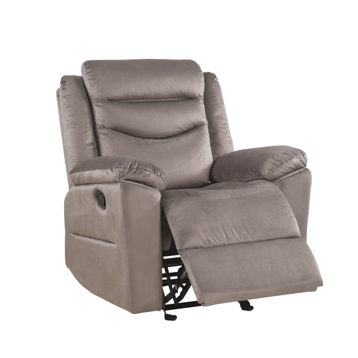Fabric Upholstered Glider Recliner With Tufted Back Cushions, Brown- Saltoro Sherpi