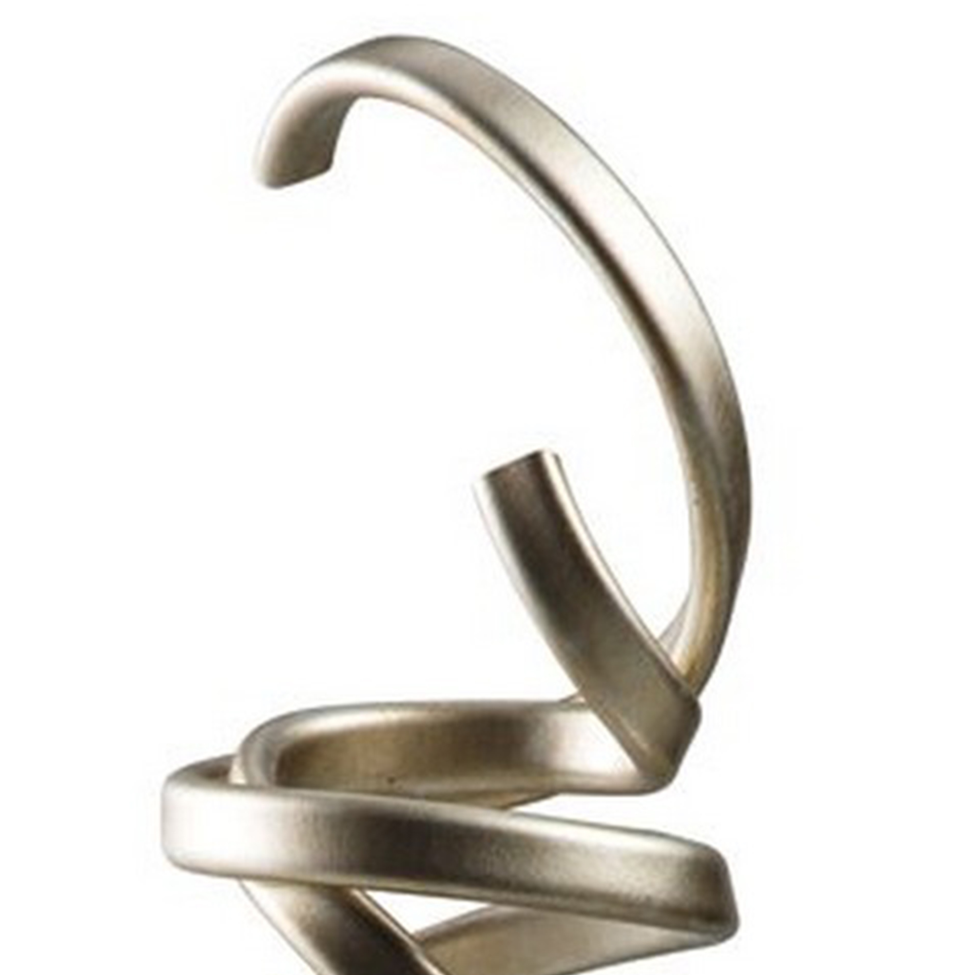 Twisted Scrolled Metal Sculpture With Marble Base, Champagne Gold And White- Saltoro Sherpi