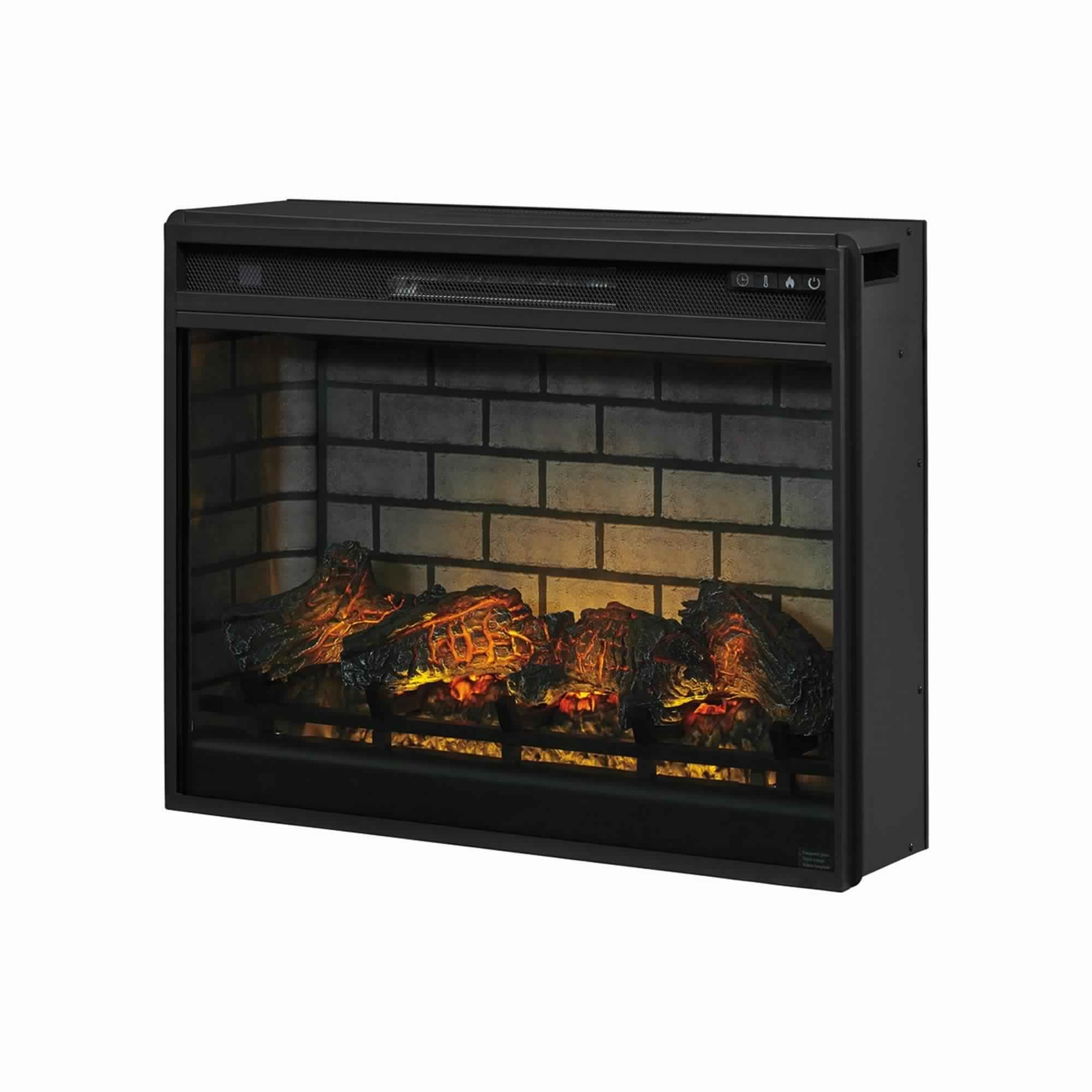 31.25 Inch Metal Fireplace Inset With 7 Level Temperature Setting, Black- Saltoro Sherpi