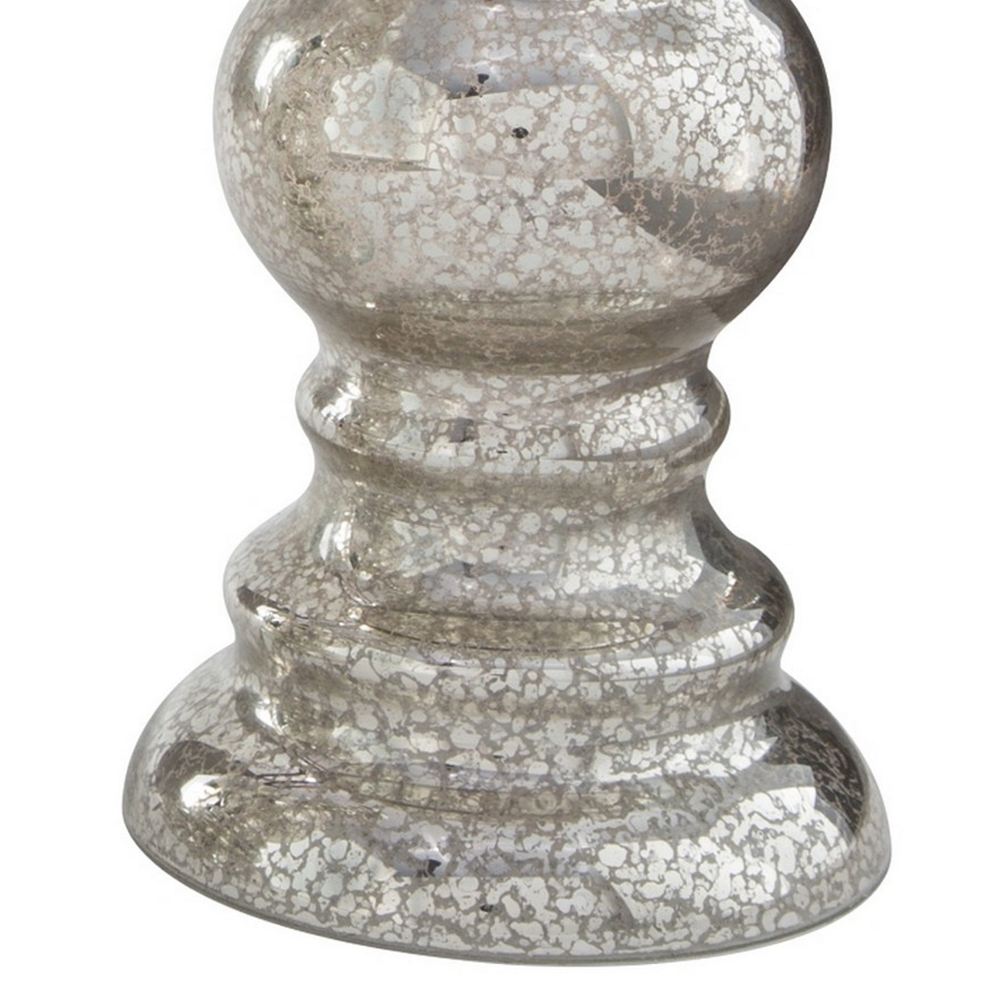 Mercury Glass Candleholder With Pedestal Base, Set Of 3, Silver- Saltoro Sherpi