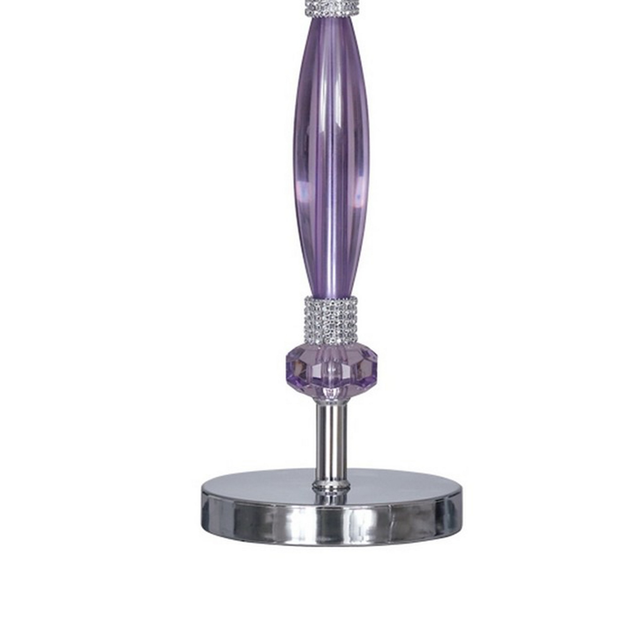Acrylic And Metal Base Table Lamp With Fabric Shade, Purple- Saltoro Sherpi