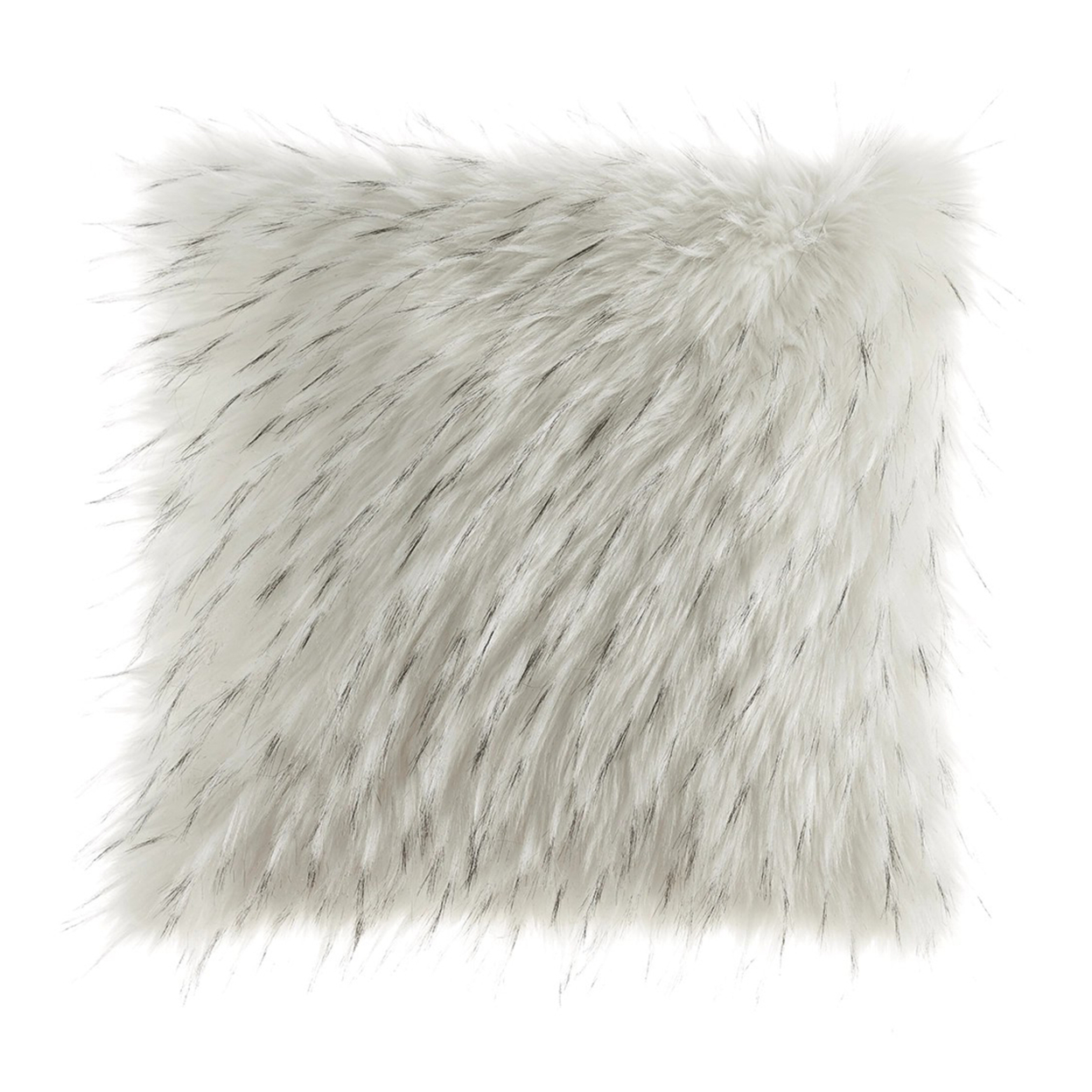Fabric Pillow With Faux Fur Accents, Set Of 4, White- Saltoro Sherpi