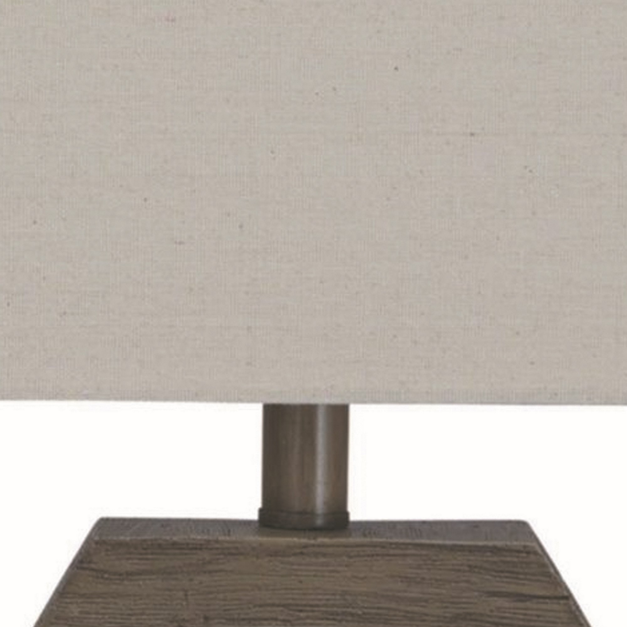 Hexagonal Wooden Base Table Lamp With Rectangular Shade, Brown And Gray- Saltoro Sherpi