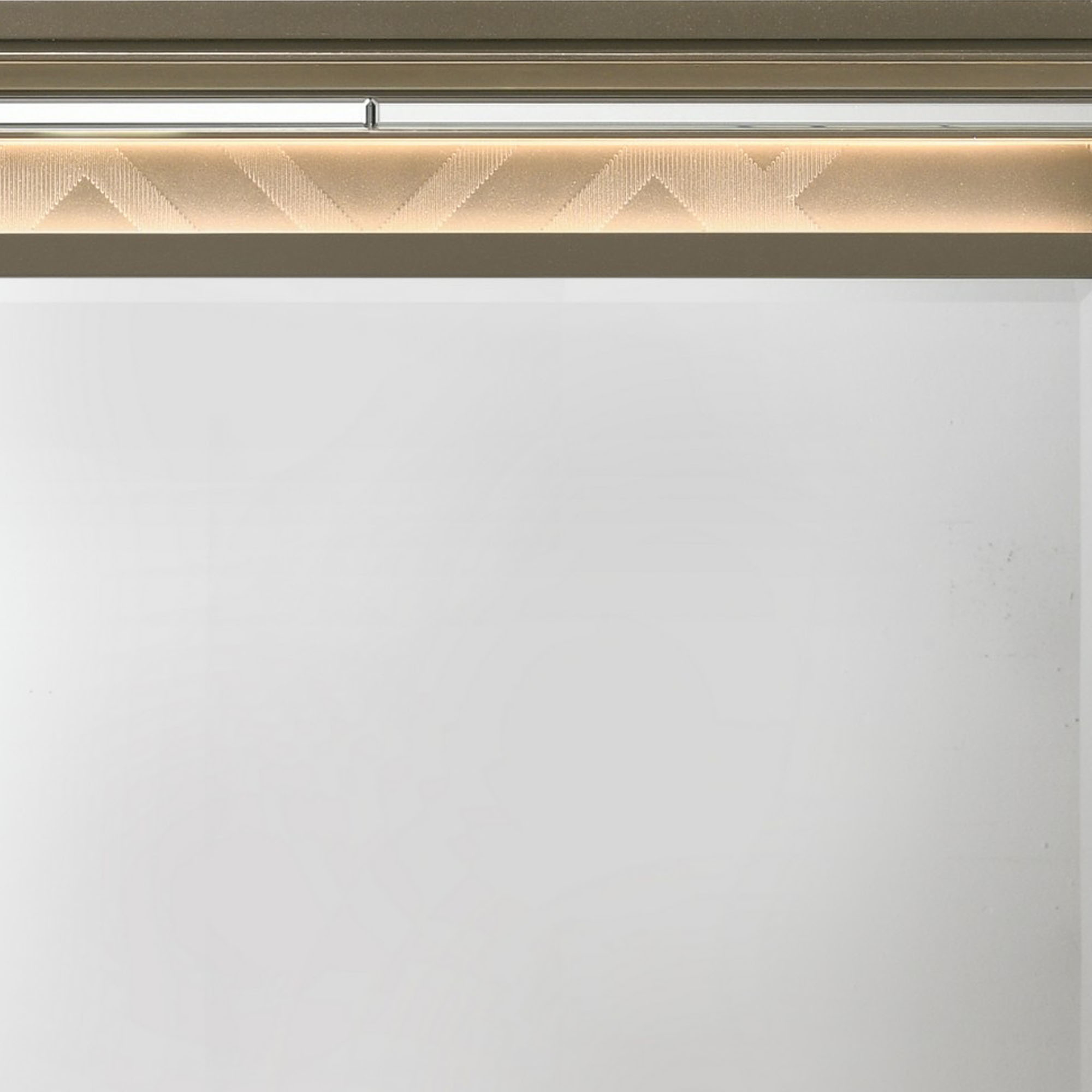 Contemporary Wall Mirror With LED And Accent Details, Gold And Brown- Saltoro Sherpi
