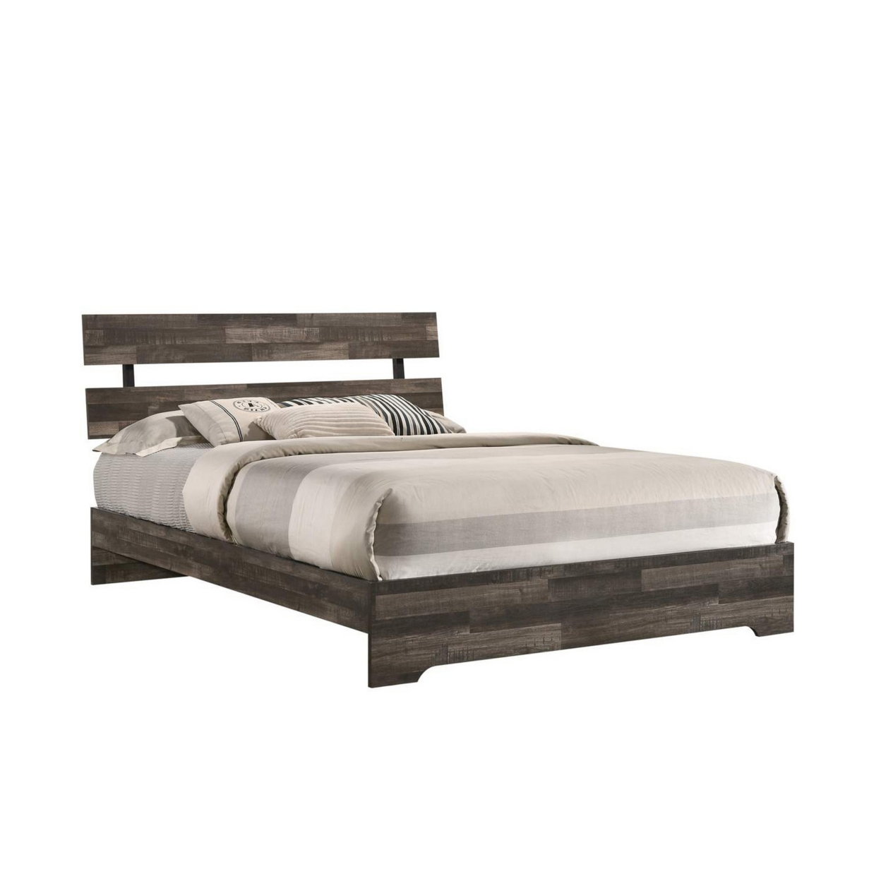 Twin Bed With Rustic Heavy Grain Details And Panel Design, Brown- Saltoro Sherpi