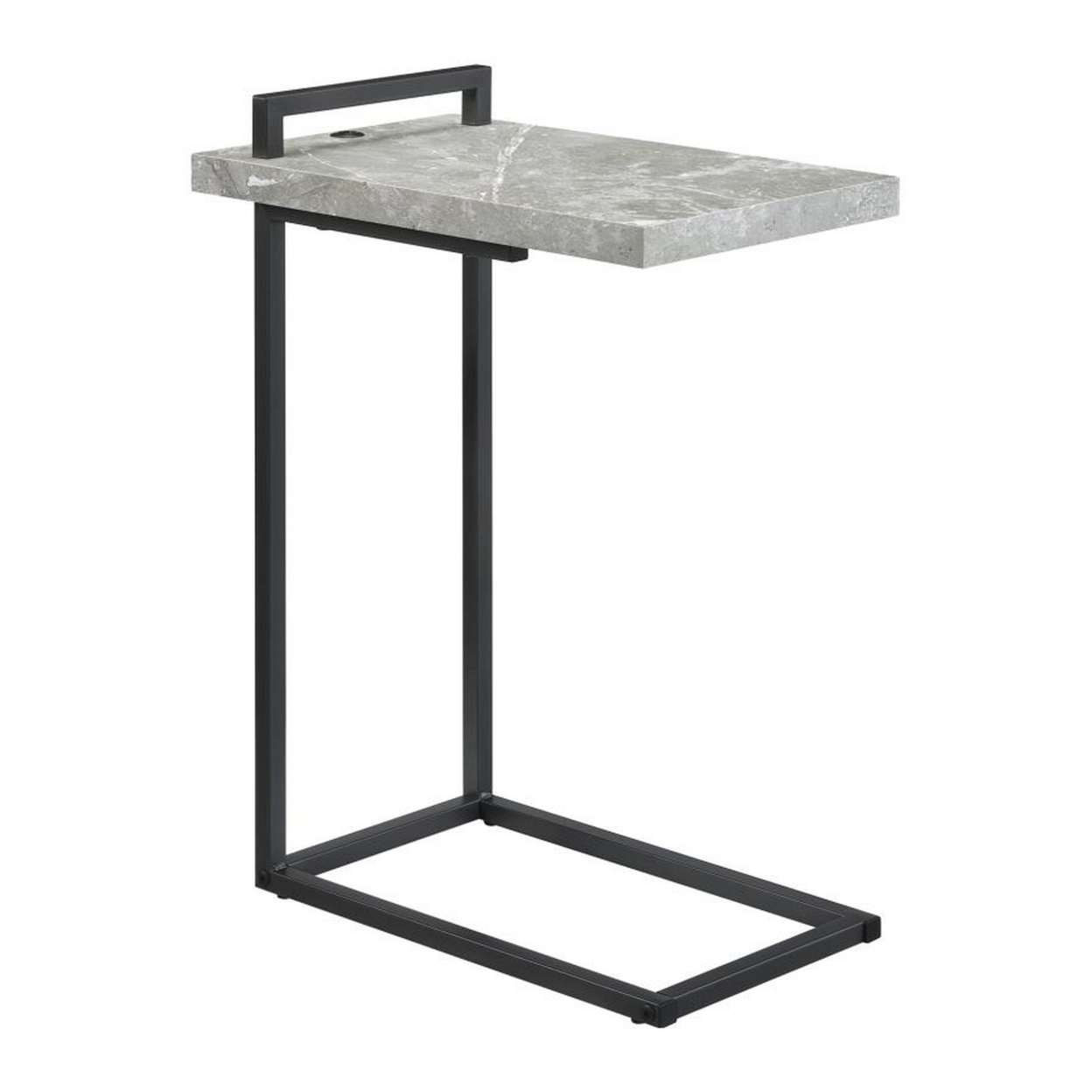 Side Table With Plugin And Cantilever Base, Gray- Saltoro Sherpi