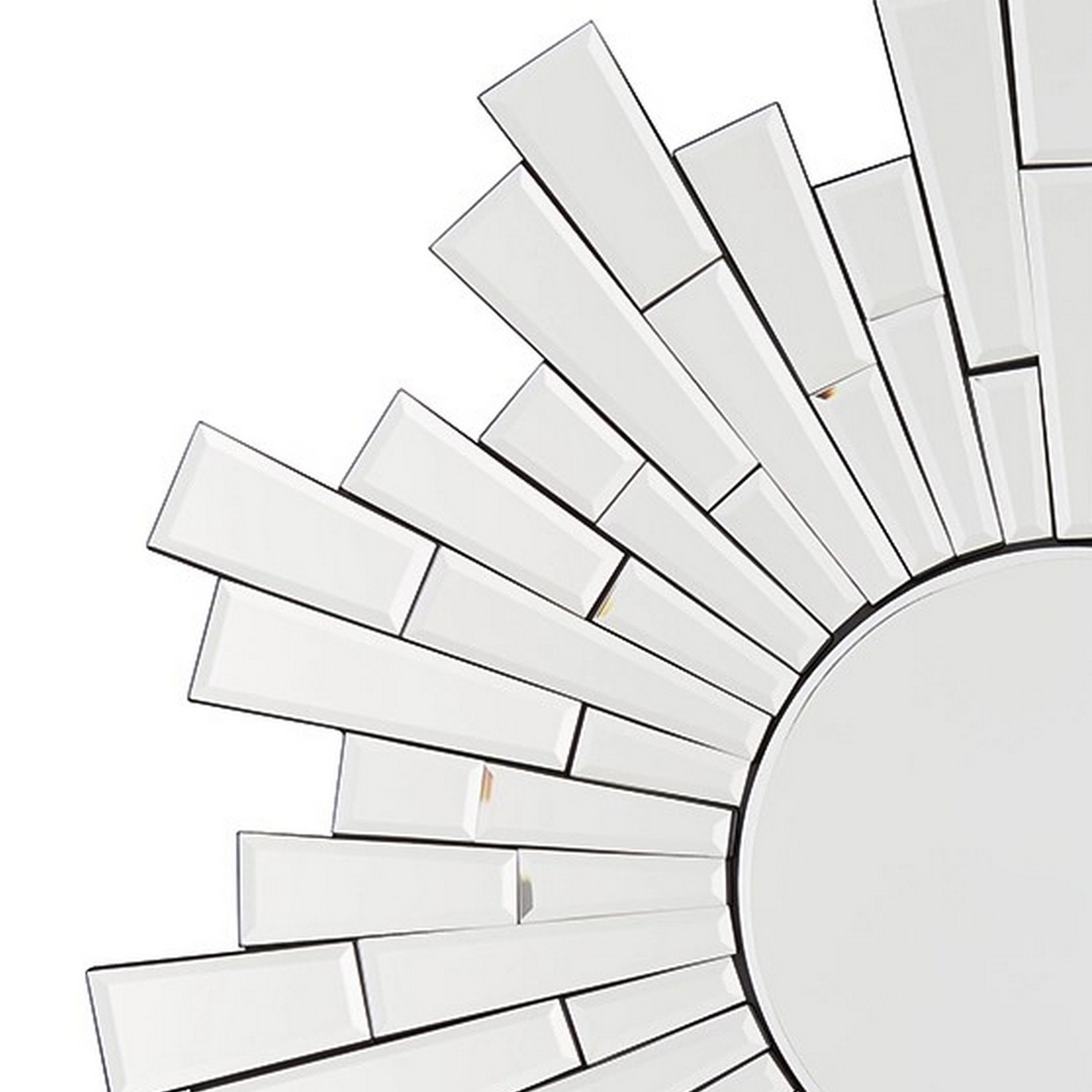 Accent Mirror With Sunburst Design And Keyhole Hanger, Clear- Saltoro Sherpi