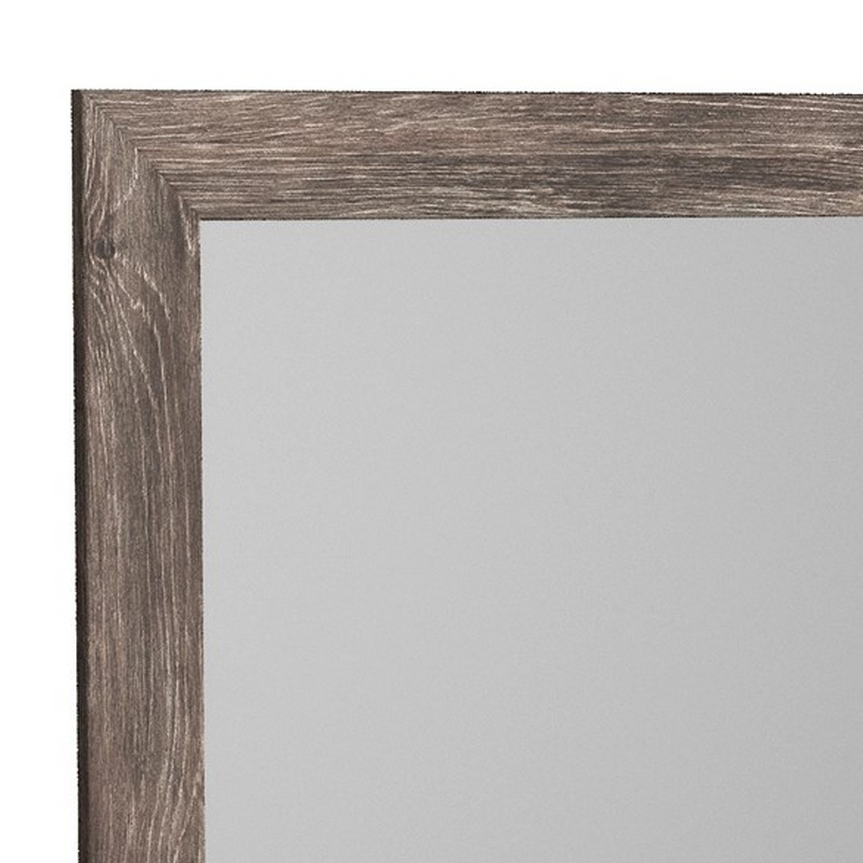 Bedroom Mirror With Replicated Grain Details, Rustic Gray- Saltoro Sherpi