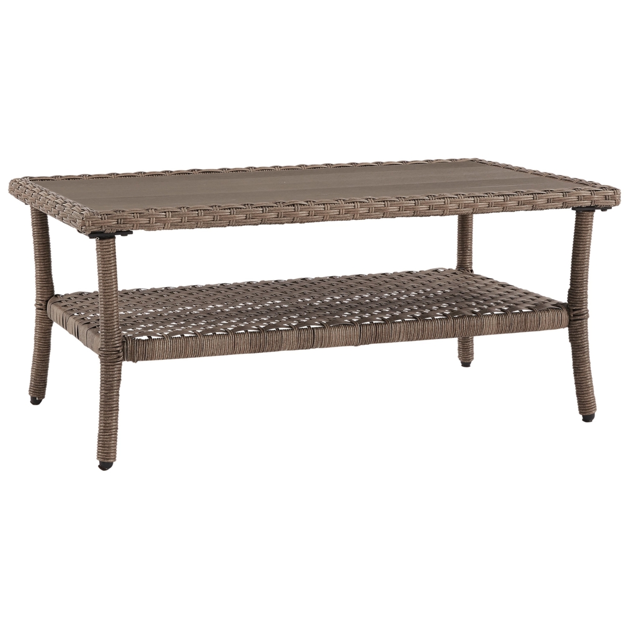 Cocktail Table With Woven Resin Top, Gray- Saltoro Sherpi