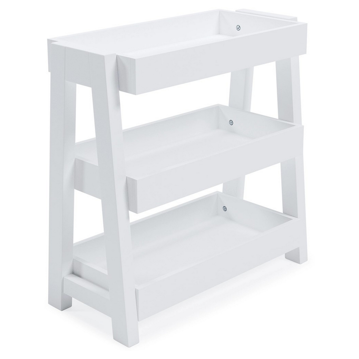 Accent Table With 3 Tier Tray Design Shelves, White- Saltoro Sherpi