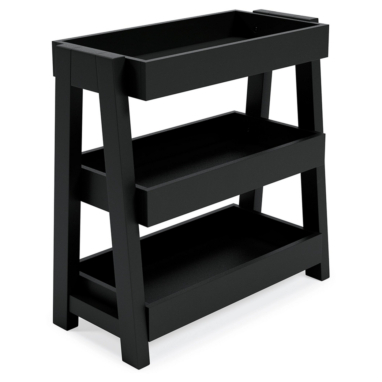 Accent Table With 3 Tier Tray Design Shelves, Black- Saltoro Sherpi