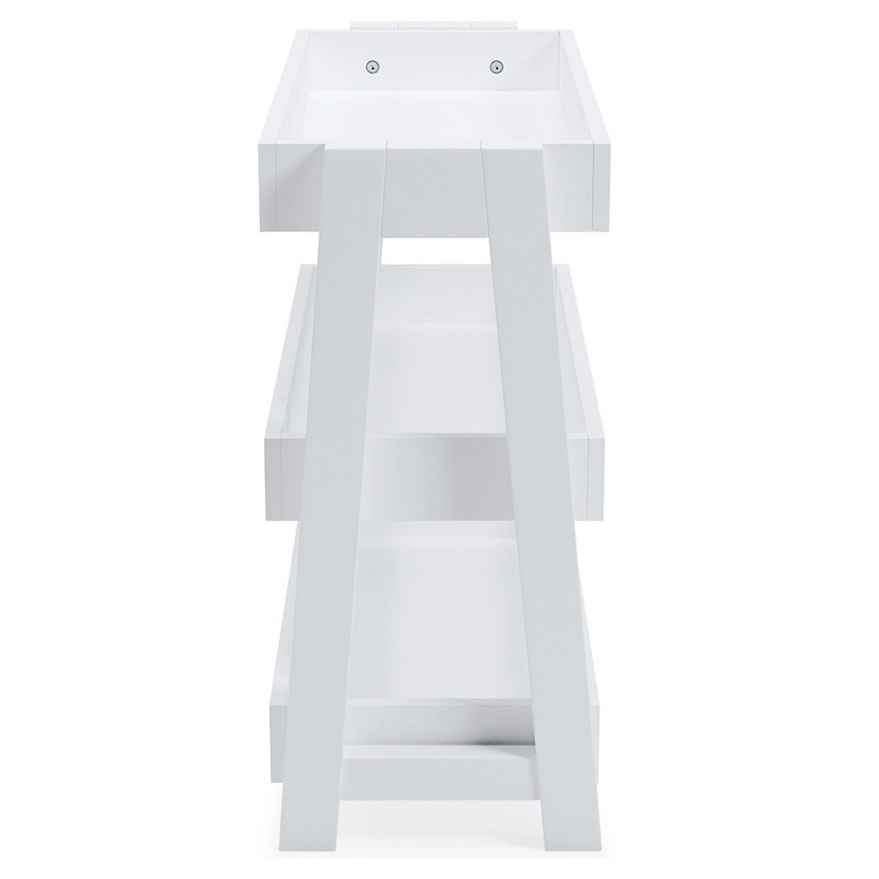 Accent Table With 3 Tier Tray Design Shelves, White- Saltoro Sherpi