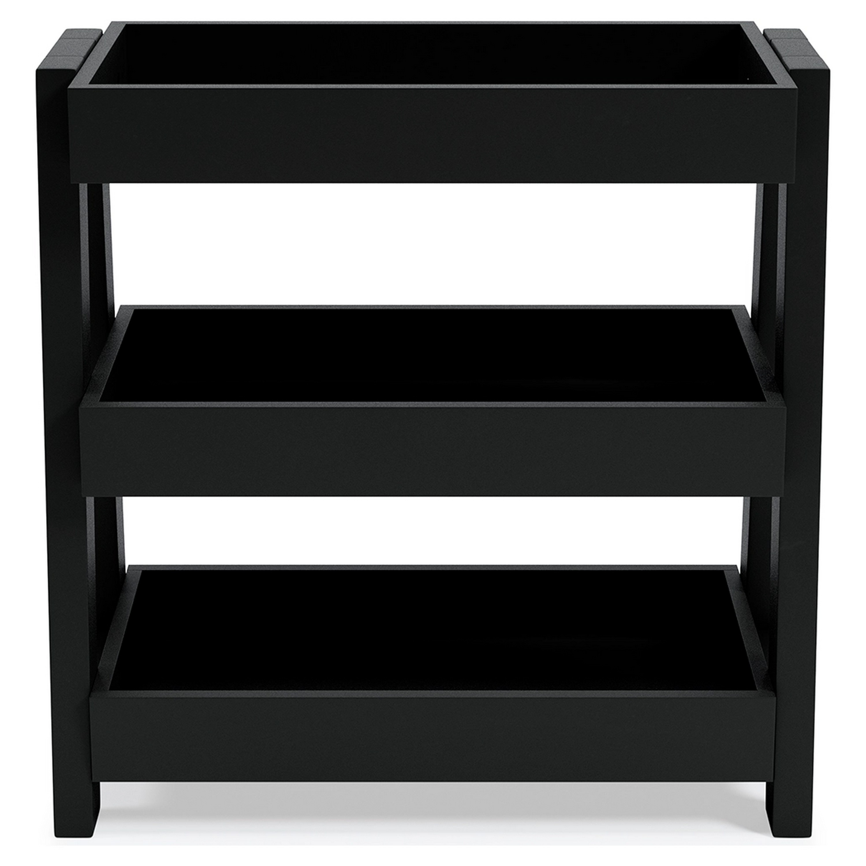 Accent Table With 3 Tier Tray Design Shelves, Black- Saltoro Sherpi